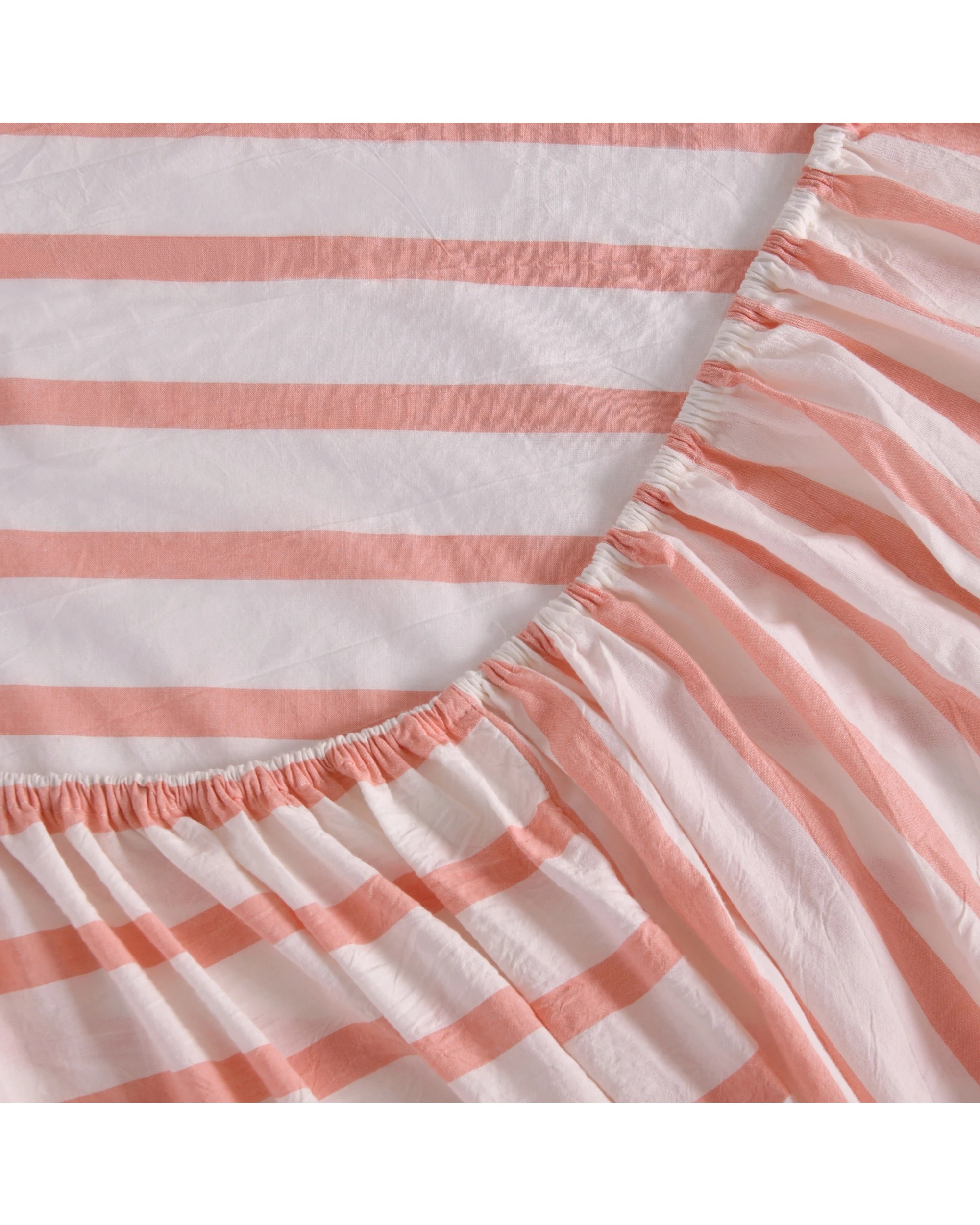 4 Dreamaker Bask Yarn Dyed Washed Cotton Striped Sheet Set - Single Bed - Coral, 4 of 7