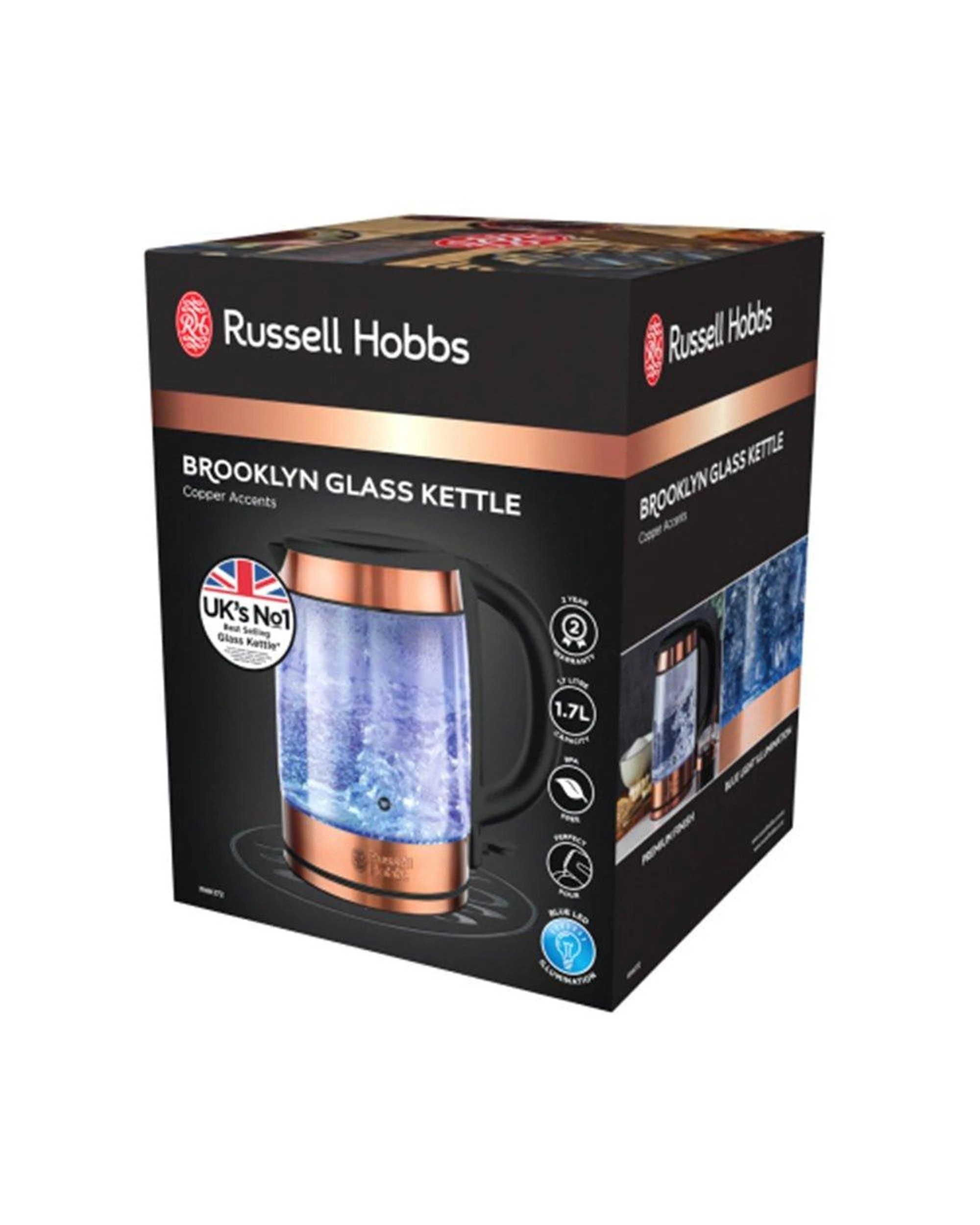 5 Russell Hobbs Rhk172 Electric Brooklyn 1.7l Cordless Glass Water Kettle Copper - Brown, 5 of 6