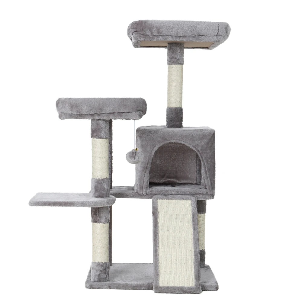 1 i.Pet Cat Tree 103cm Tower Scratching Post Scratcher  Condo House Trees - Grey, 1 of 5