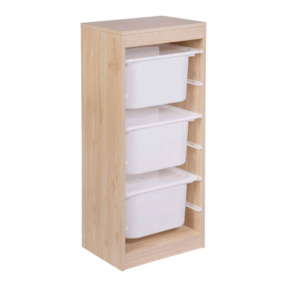 1 Kadink Tall Storage Unit with 3 Large Tubs and Lids Oak, 1 of 5