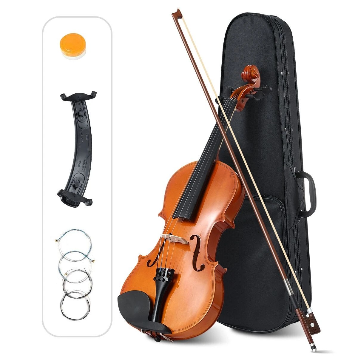 3 MELODIC 3/4 Acoustic Violin Kit 4 Strings Natural Varnish Finish w Case Bow Rosin, 3 of 3