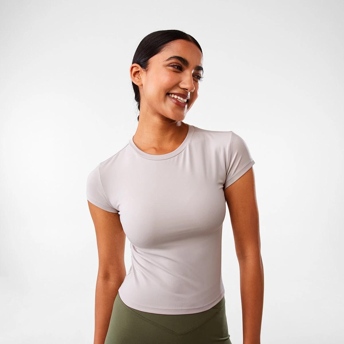 1 Active Womens Ultra Soft Crew Neck T-shirt PEAK GREY, 1 of 7