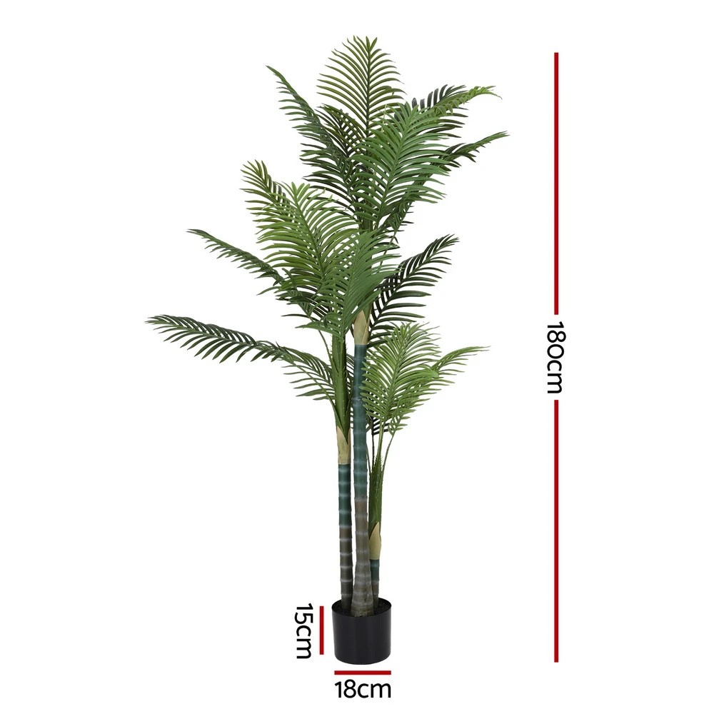 2 Artiss 180cm Artificial Palm Tree Faux Trees Indoor Decor Artificial Plants Lifelike - Green, 2 of 9