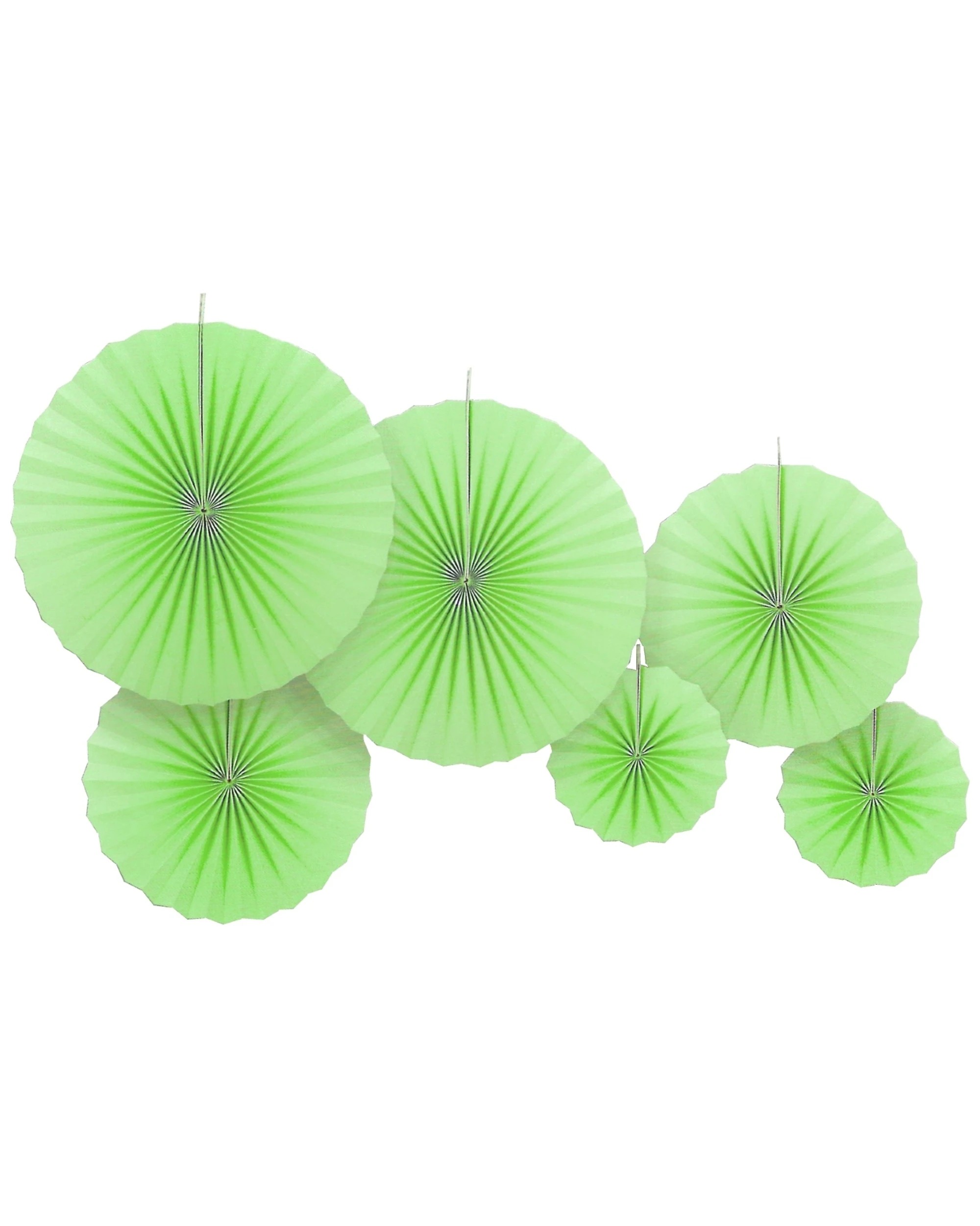 1 Partyrama Lime Solid Colour Paper Fan Decorations Pack of 6 - Green, 1 of 1