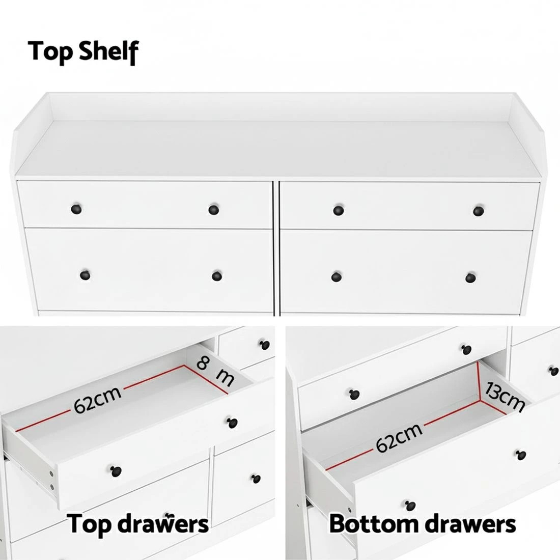 5 Artiss 6 Chest of Drawers - White, 5 of 5