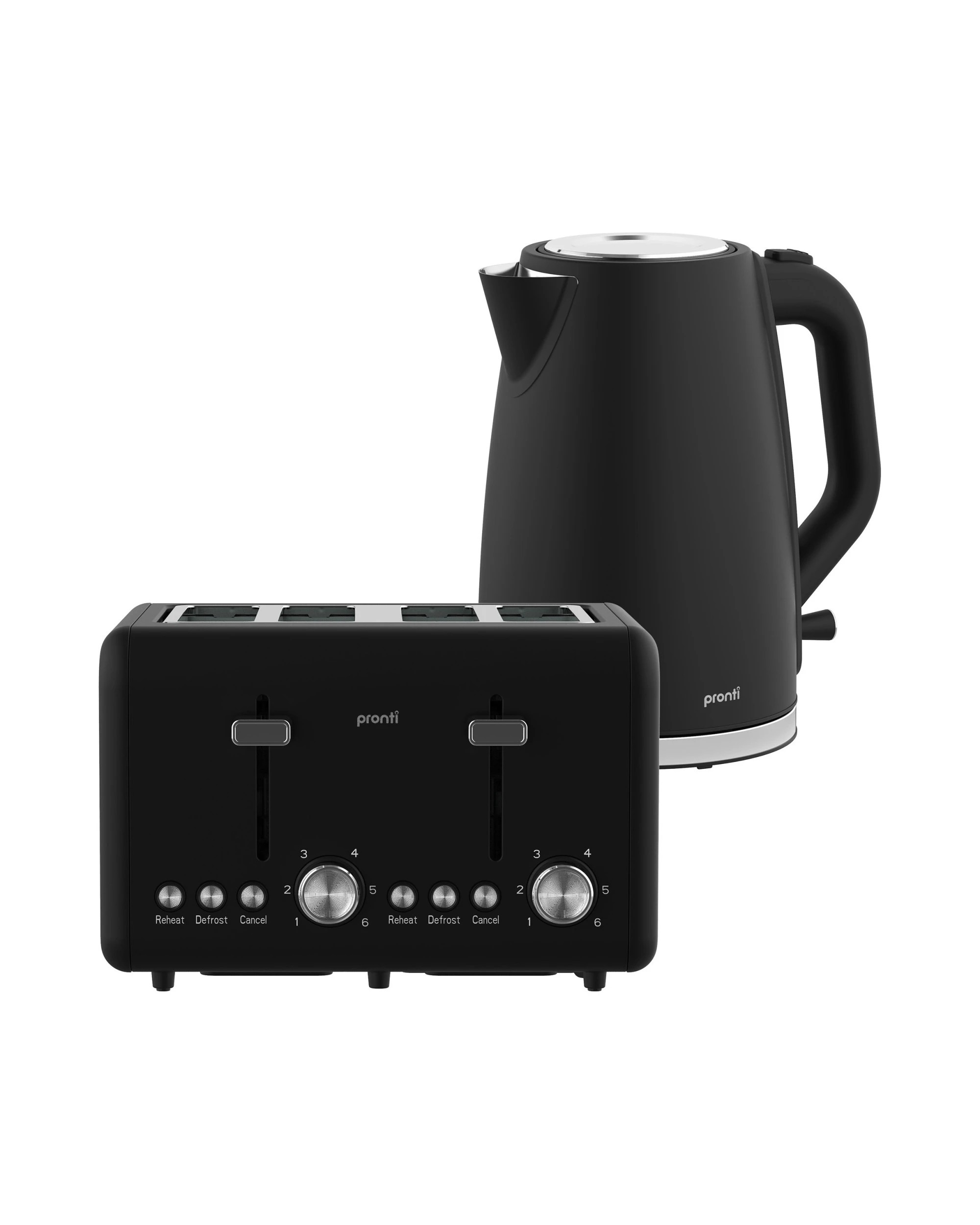 7 Pronti Silver Noir Collection 4 Slice Toaster and Kettle Bundle, 7 of 8