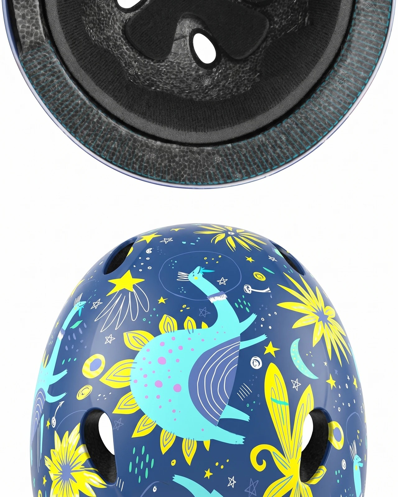 2 OutdoorMaster Kids Bike Helmet Adjustable Multi-Sport Skateboard Helmet Dinoverse Madness M - Blue, 2 of 6