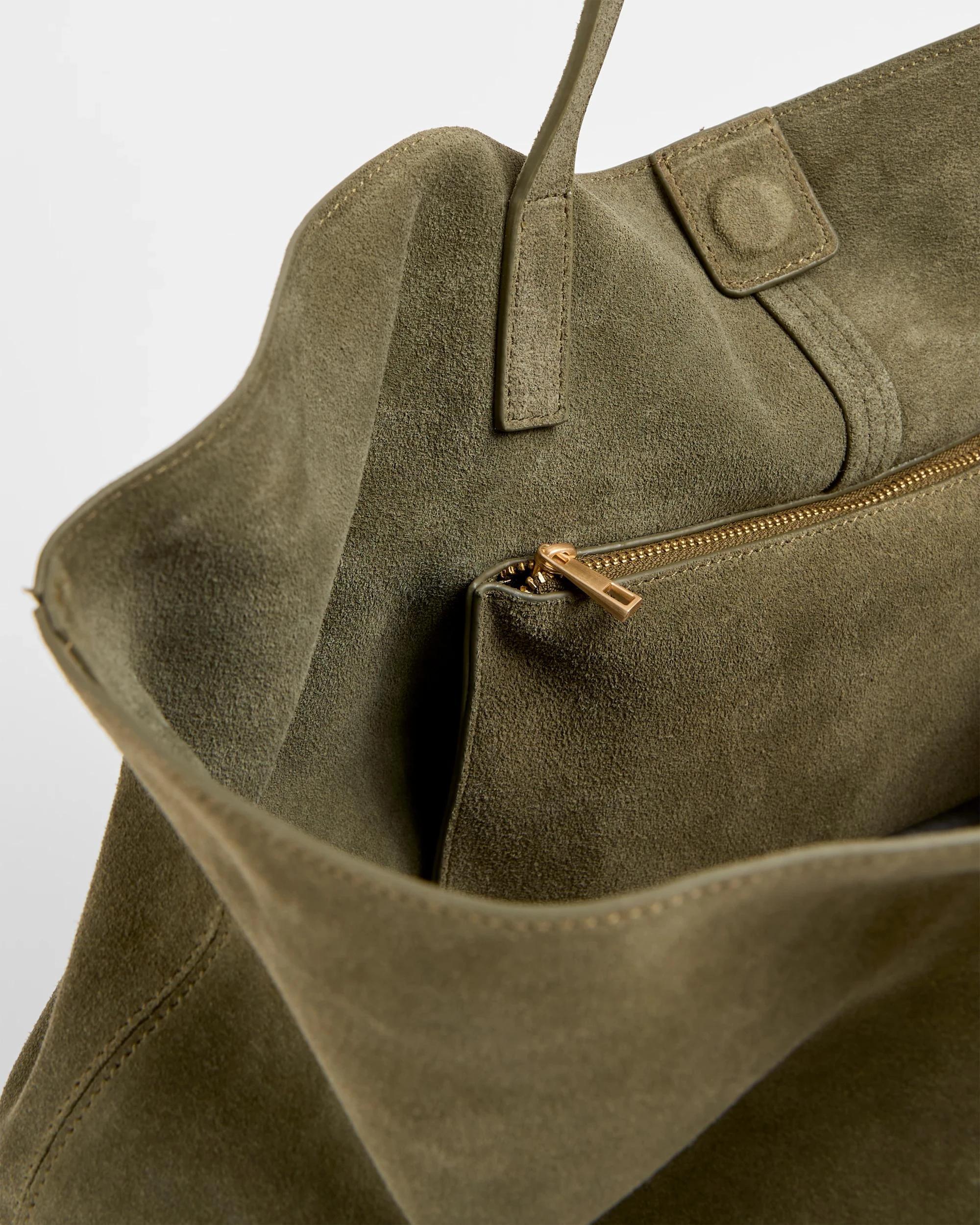 2 Target Premium Suede Leather Essential Tote Bag KHAKI, 2 of 2