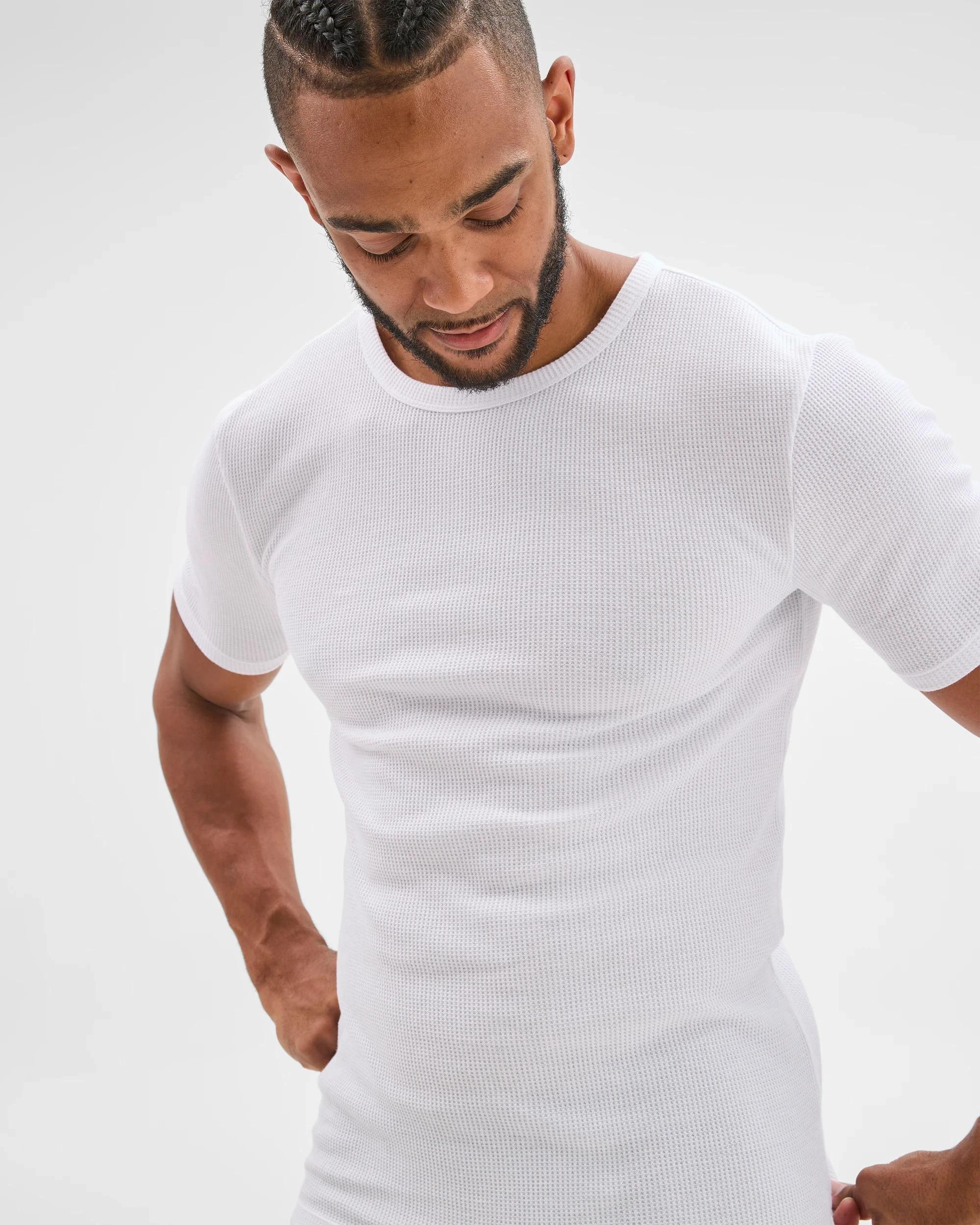 6 Maxx Australian Cotton Short Sleeve Waffle Thermal Top WHITE, 6 of 7