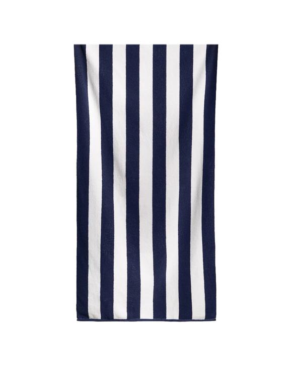 Canningvale Striped Cabana 80x160cm Soft Cotton Terry Beach Towel Navy - Blue