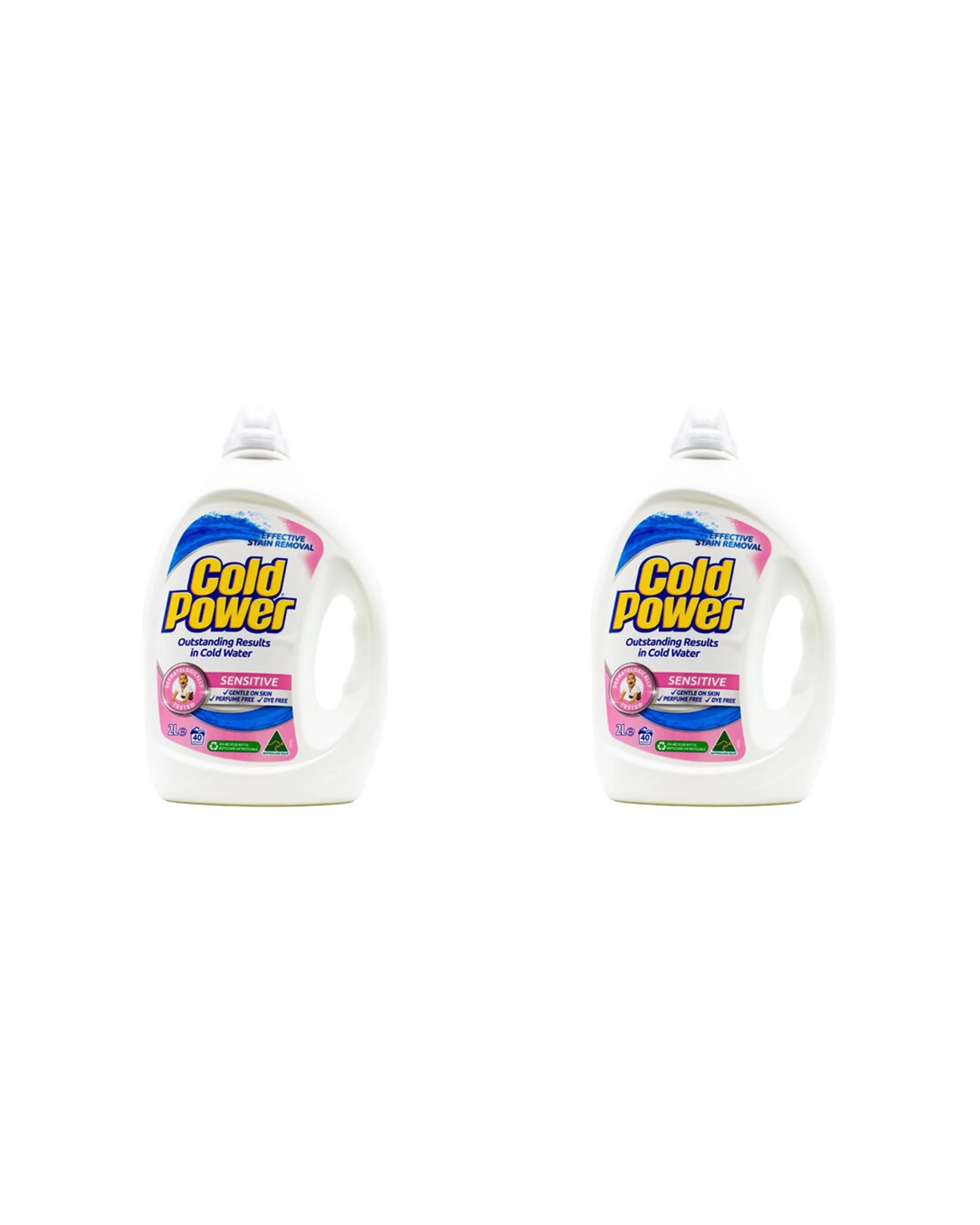 1 Cold Power 2PK Laundry Liquid 2L Front Top Loader Sensitive Skin Care - White, 1 of 3