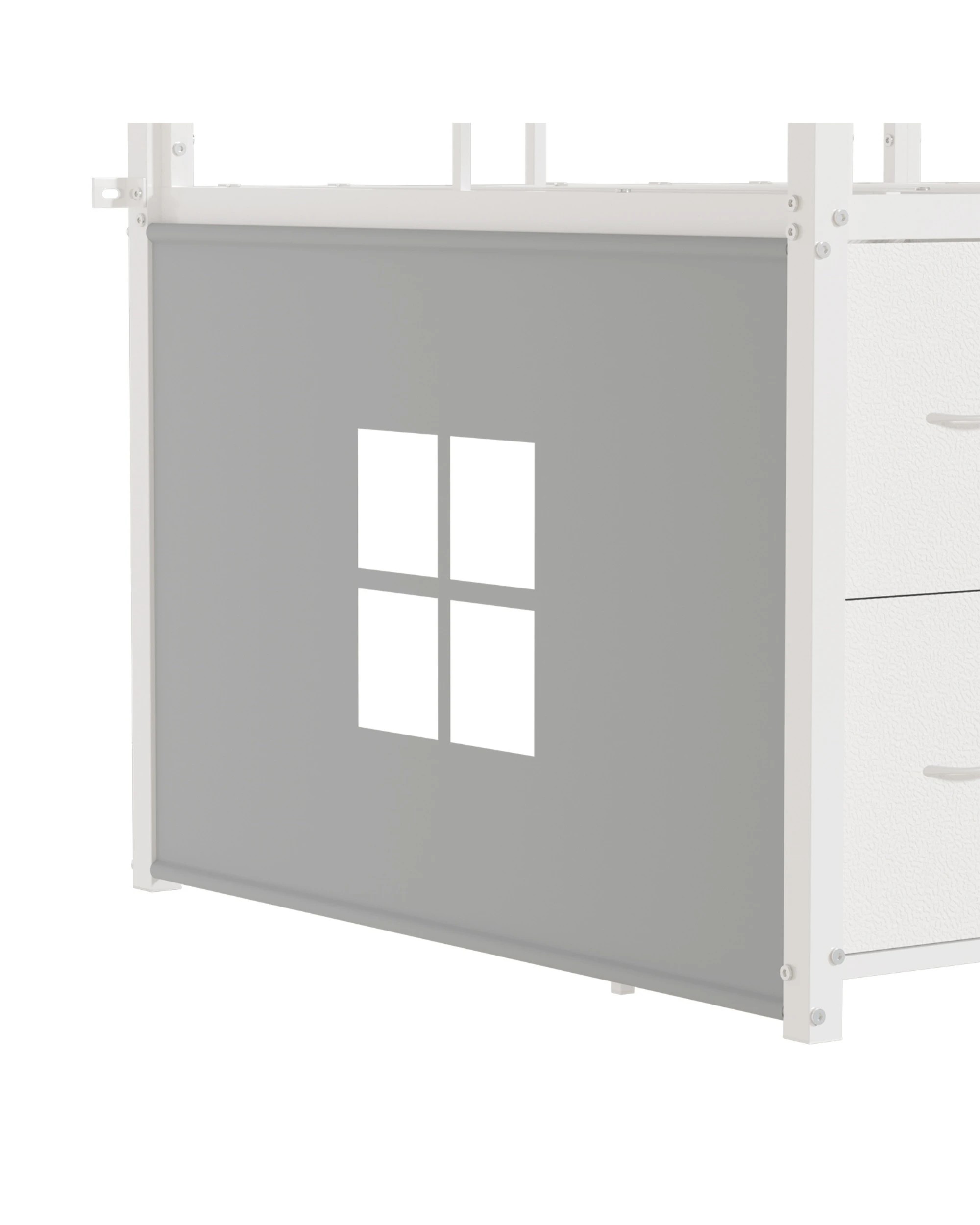 6 Advwin King Single Low Loft Bed with 7 Drawers Bookcase LED Light for Kids - White, 6 of 8