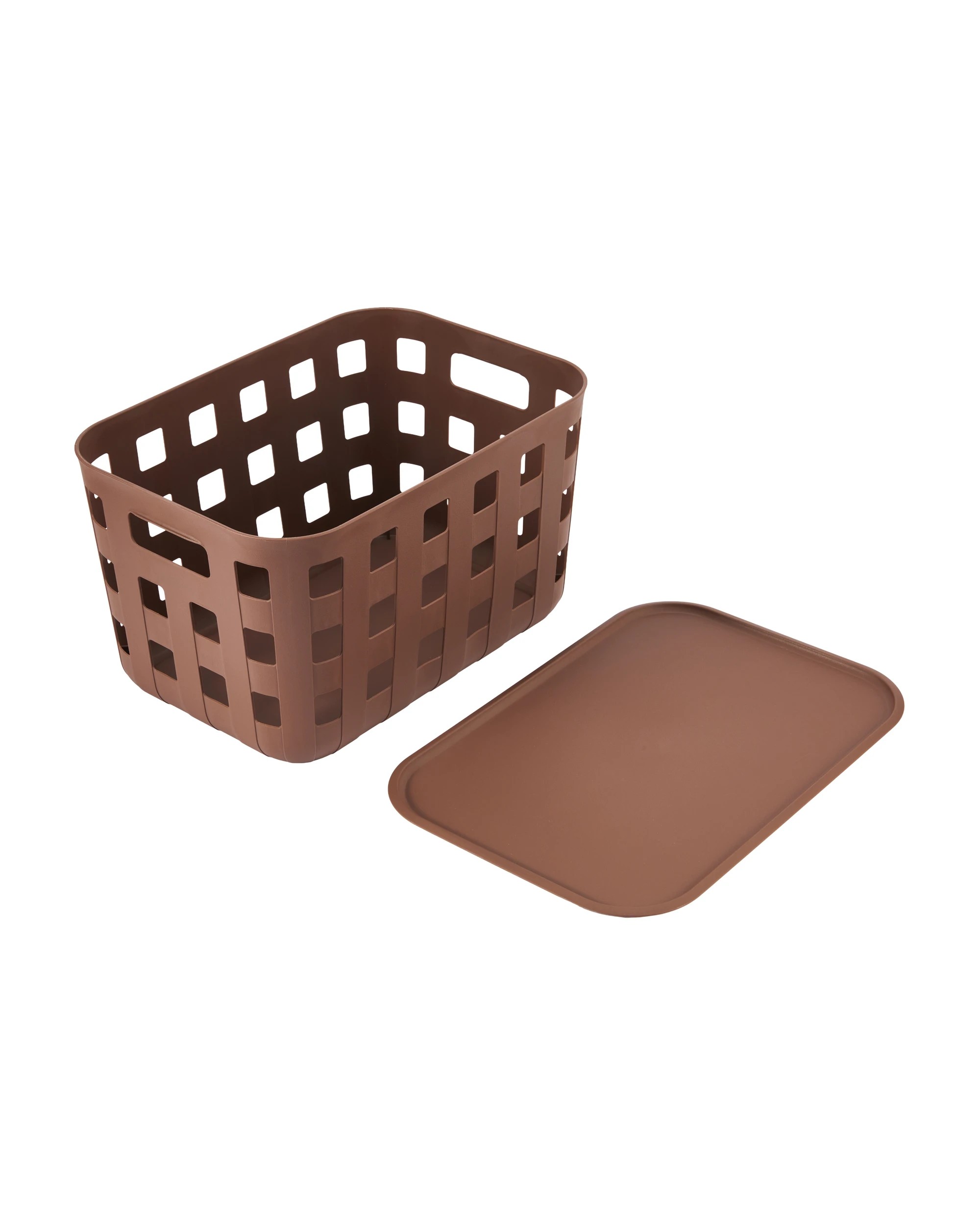 6 18L Rectangle Trellis Basket with Lid - Chocolate, 6 of 8