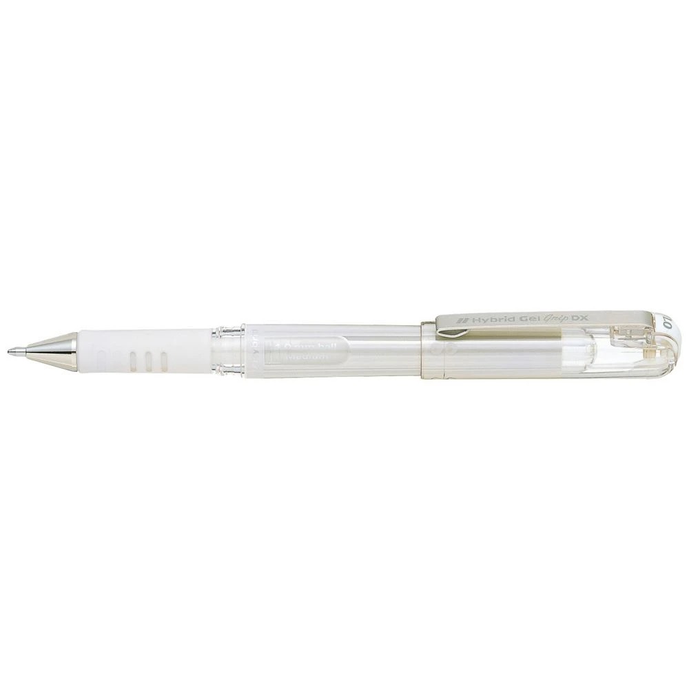 1 Pentel Hybrid DX K230M Gel Grip Pen Metallic White, 1 of 1