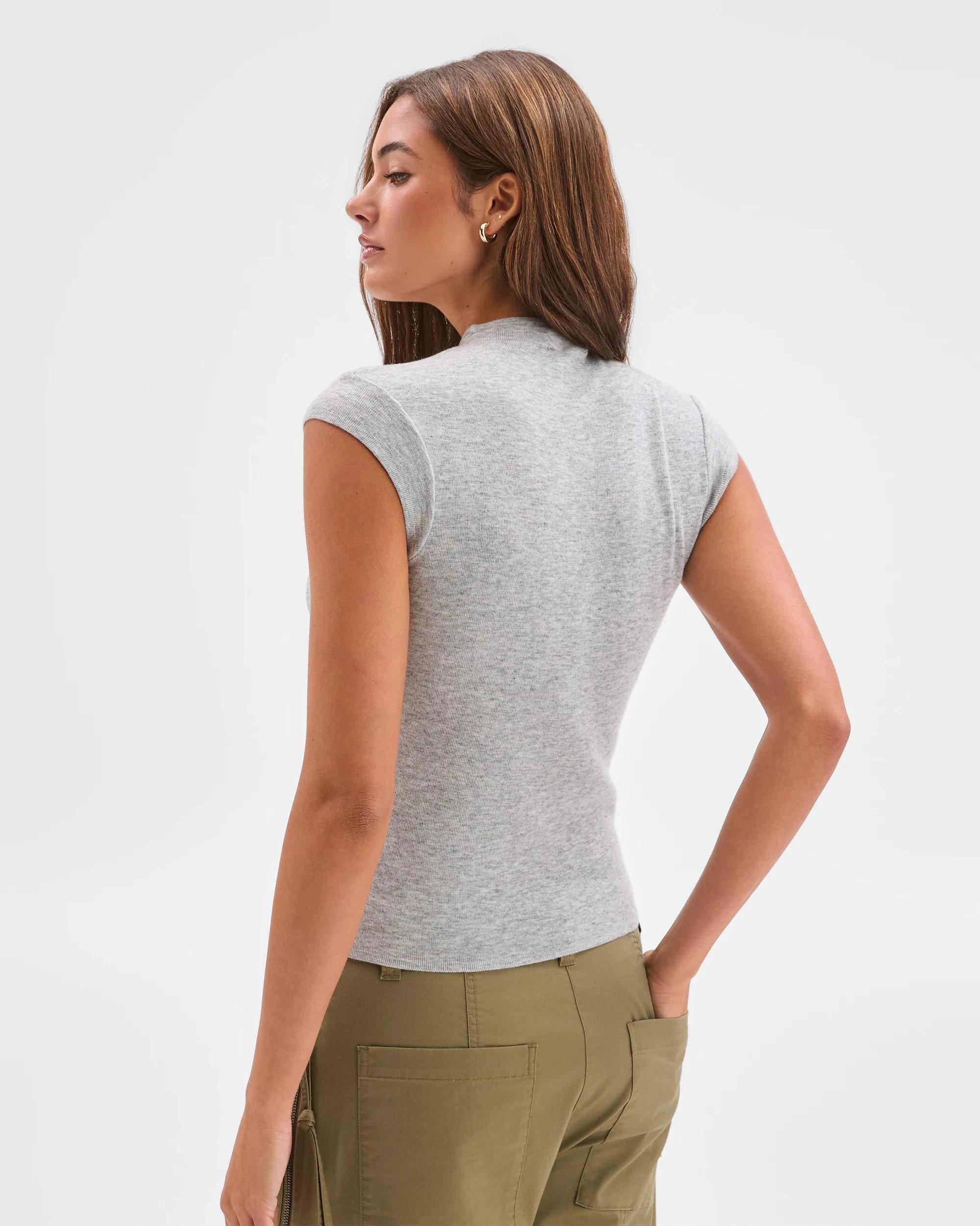 6 Lily Loves Cap Sleeve Knit Top LIGHT GREY MARLE, 6 of 6