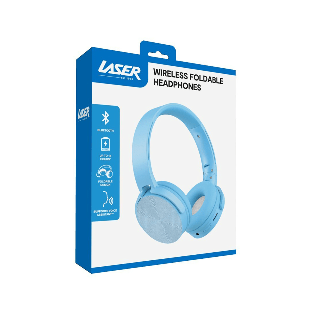2 Laser Kids Bluetooth Wireless Headphones Adjustable Foldable On-ear Blue Headset - Blue, 2 of 3