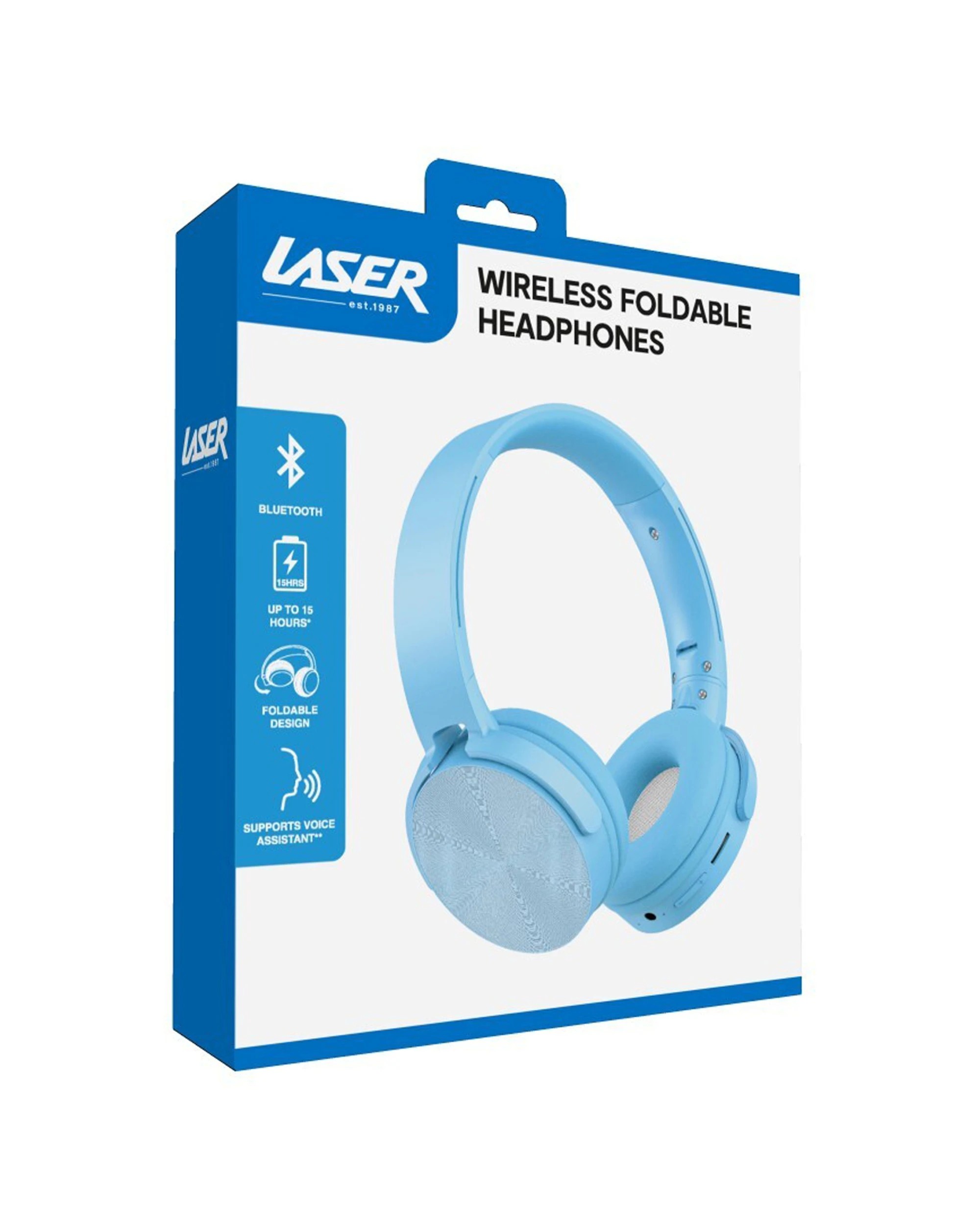 2 Laser Kids Bluetooth Wireless Headphones Adjustable Foldable On-ear Blue Headset - Blue, 2 of 3