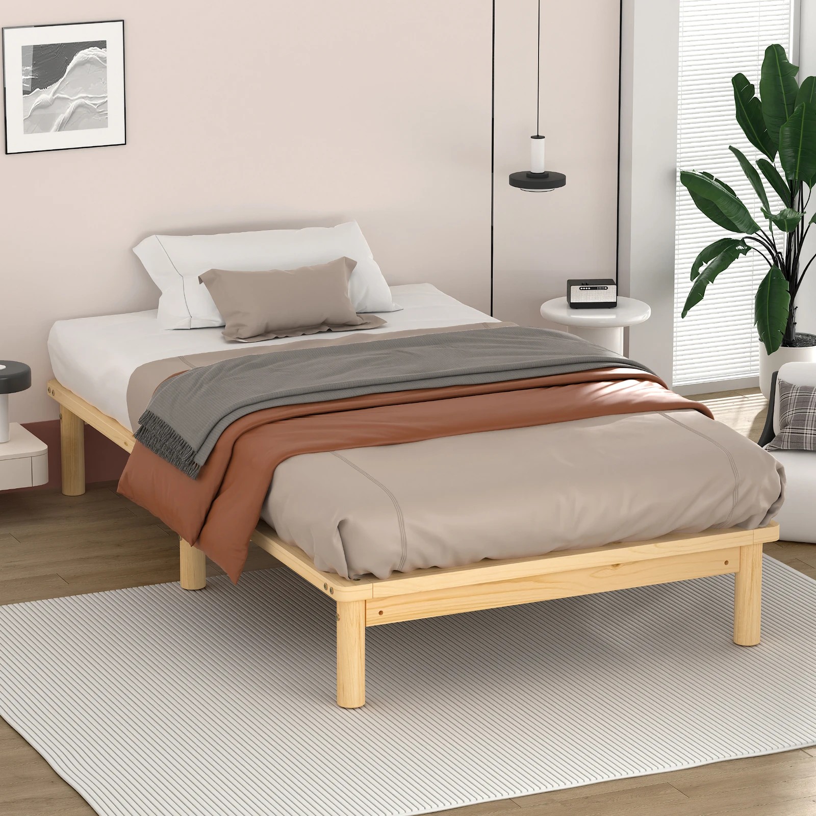 6 Alfordson Bed Frame Wooden Timber Single Size Mattress Base Platform Basia - Natural, 6 of 10