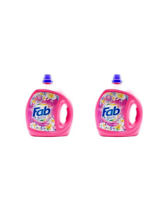 Fab 2PK Laundry Liquid 4L Front and Top Loader Fresh Frangipani Cleans Expertly - Multi