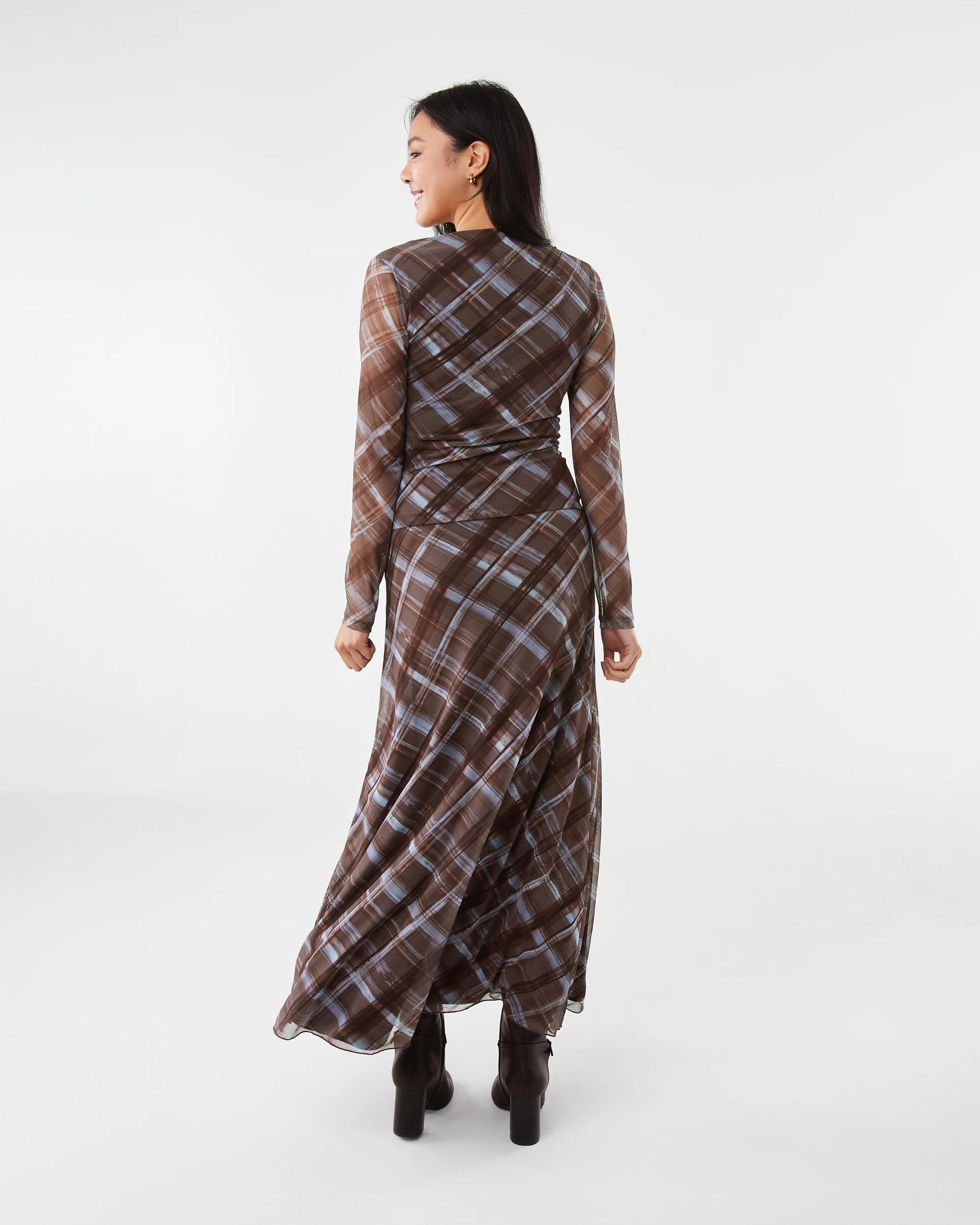 4 Long Sleeve Mesh Drape Top Choc Chk, 4 of 9