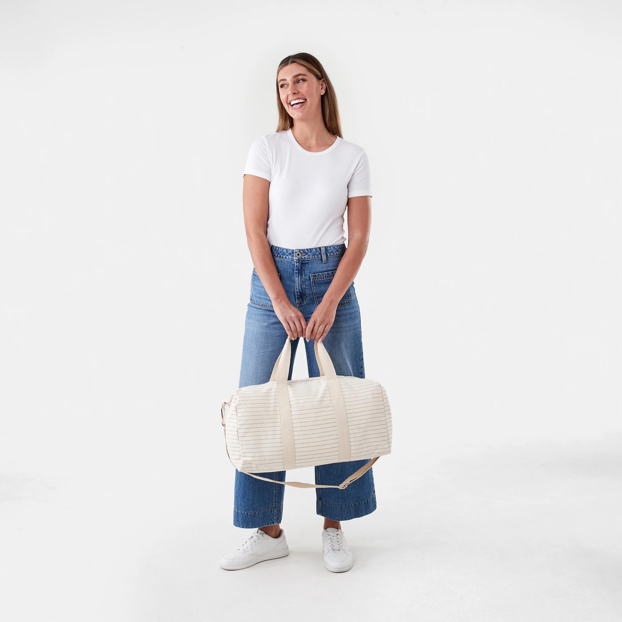 6 Canvas Weekender Bag Beige Strp, 6 of 7