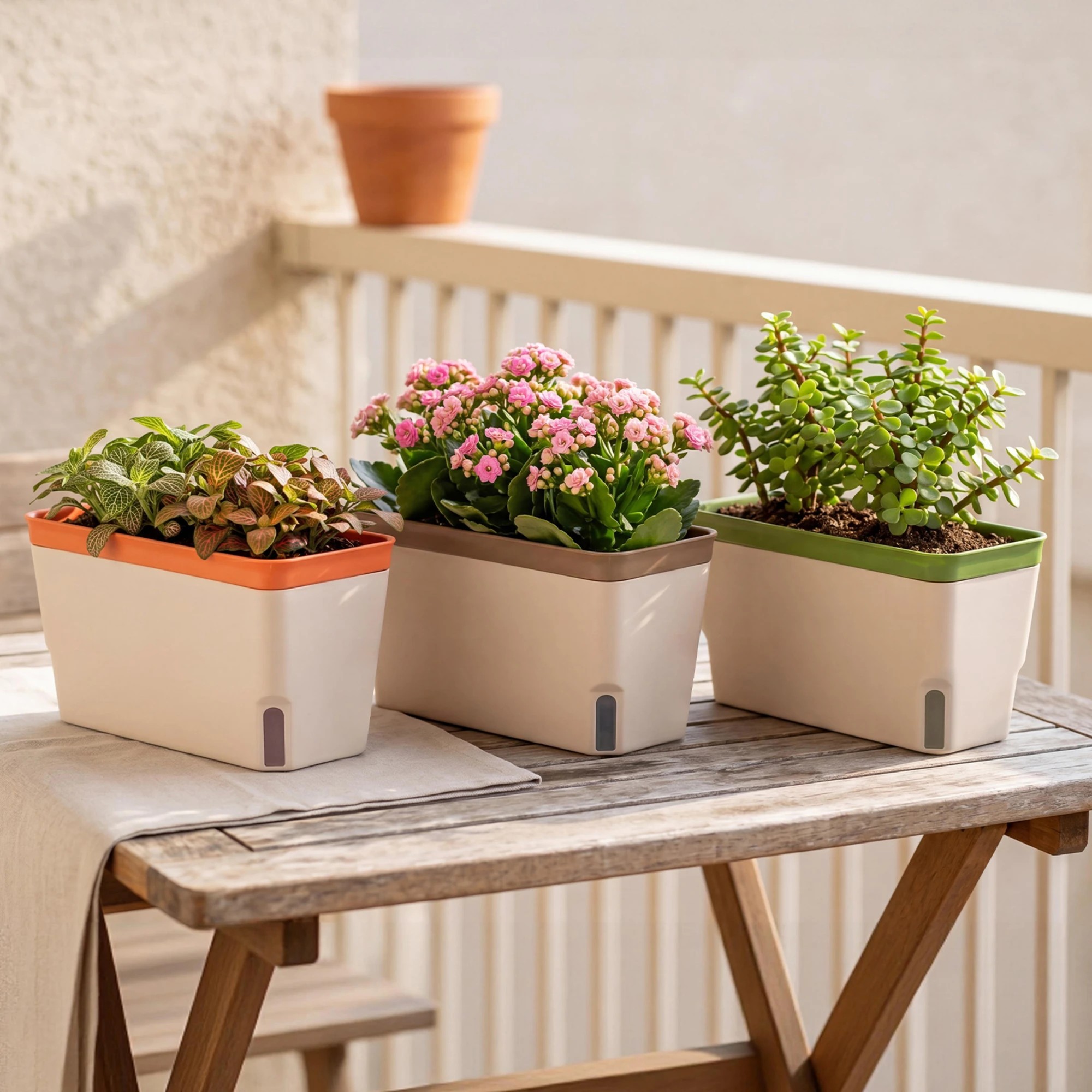 8 TOQUE Self Watering Pot With Water Level Indicator For Herbs White 3 Pack, 8 of 8