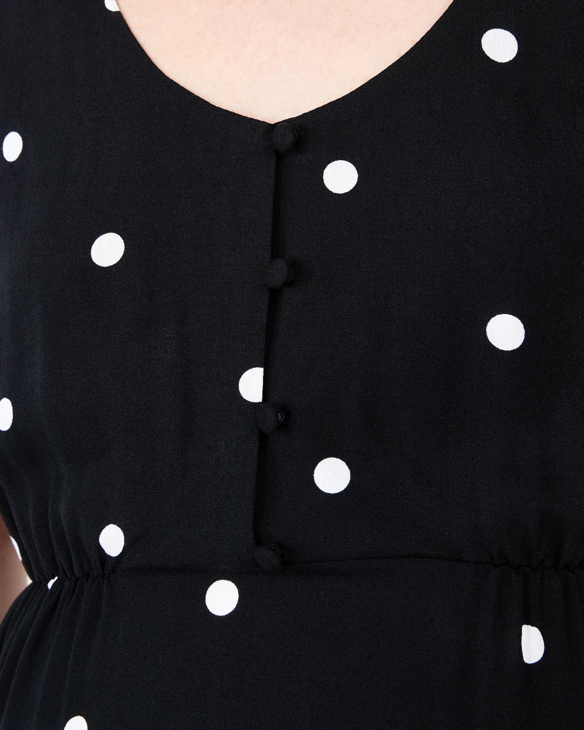 6 Maternity Short Sleeve Midi Tea Dress Spot Blk, 6 of 7