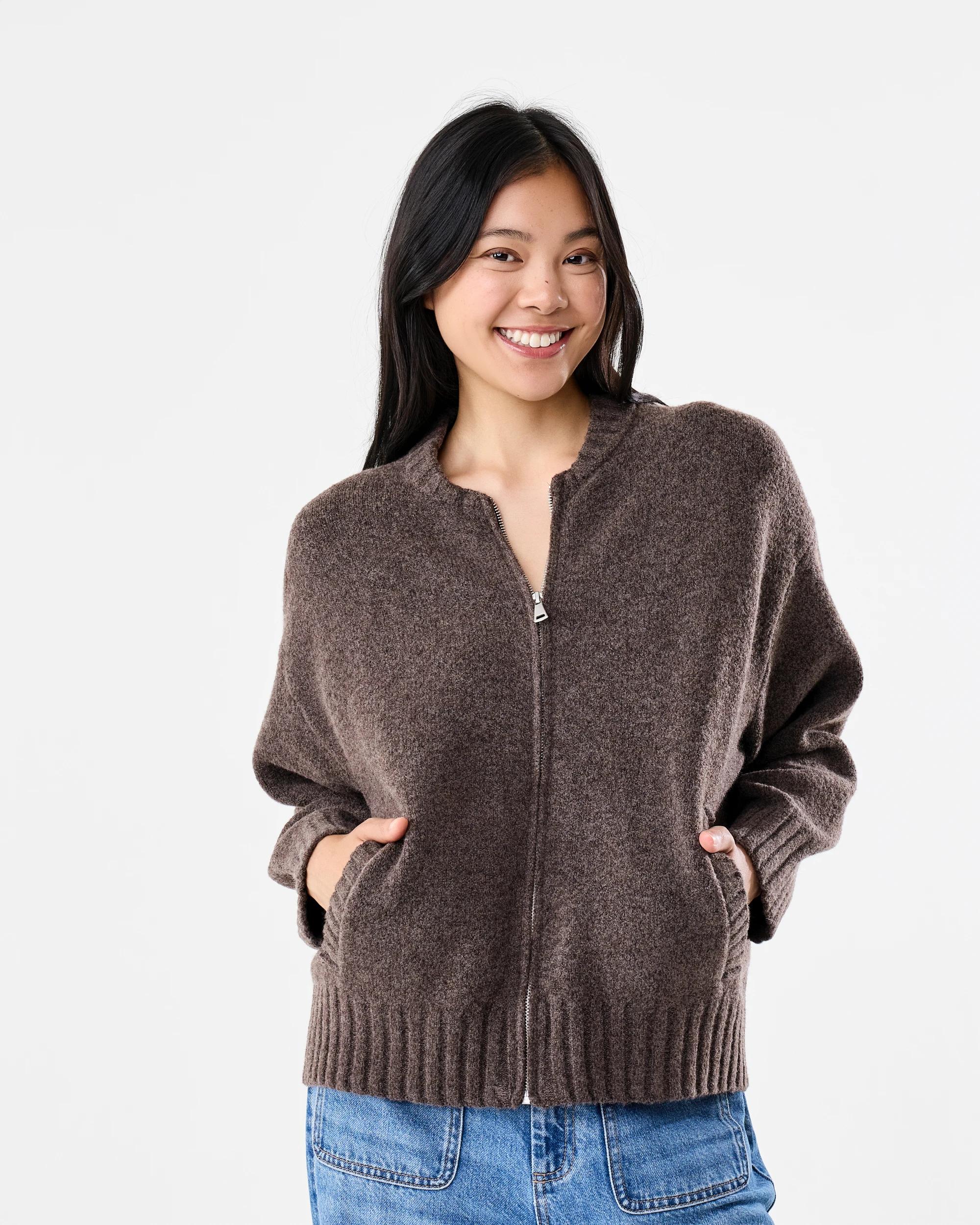 1 Knit Bomber Taupe Mrl, 1 of 6