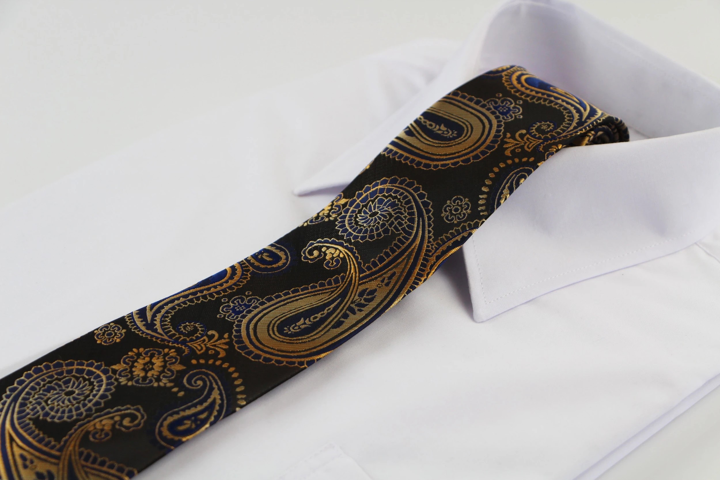 3 Zasel Mens Copper Sheen Brown Boho Paisley Patterned 8cm Neck Tie - Multi, 3 of 3