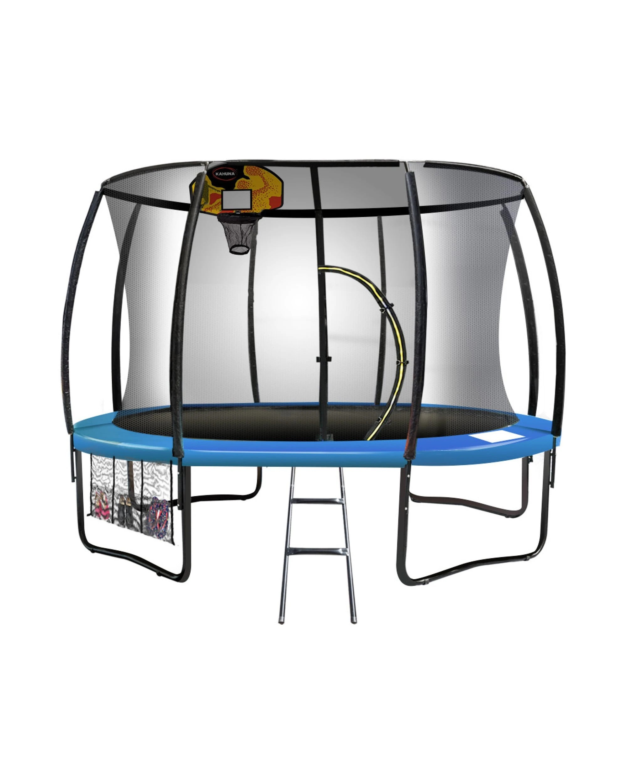 1 Kahuna 10ft Trampoline with LED Basketball Set and Roof - Blue, 1 of 9