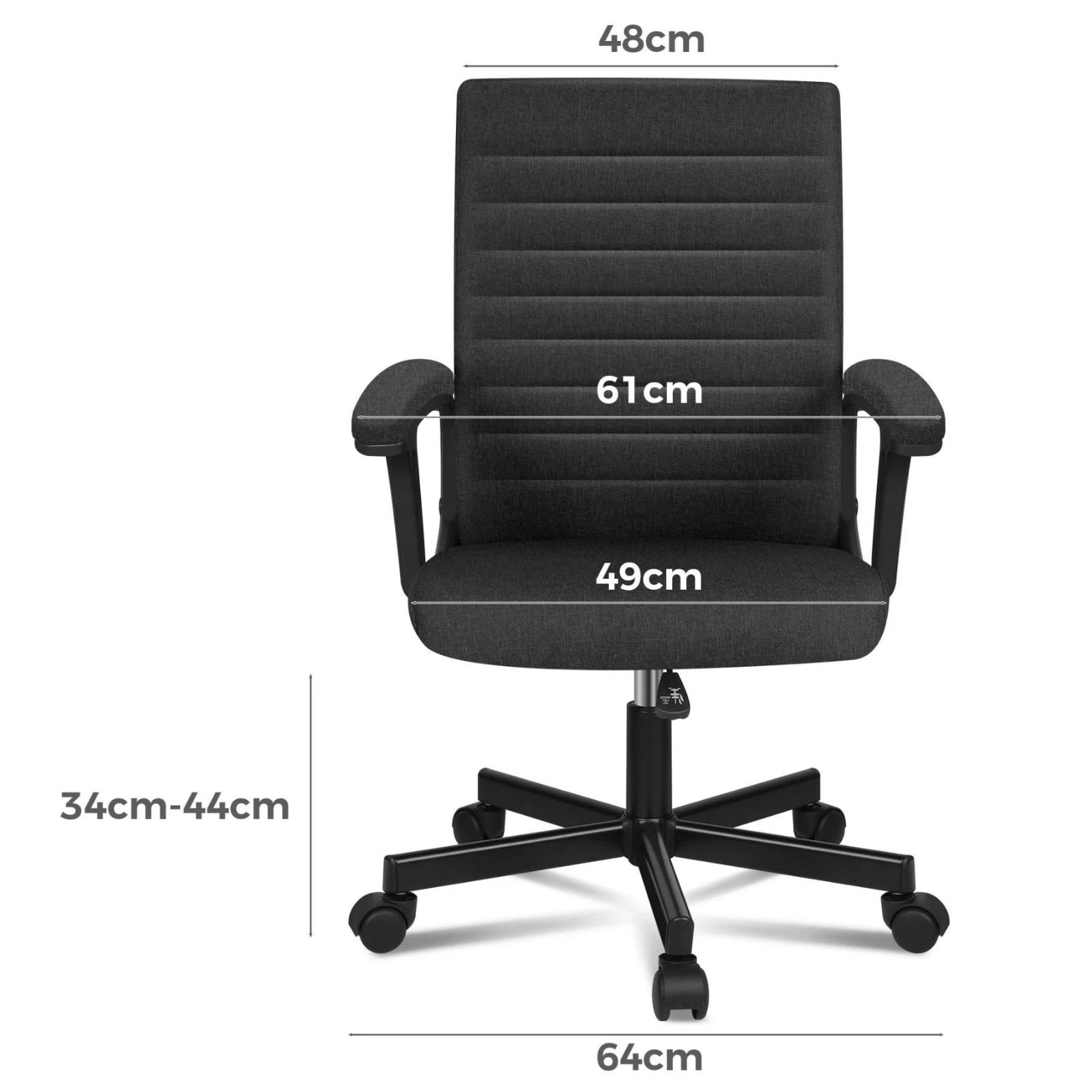 7 Alfordson Office Chair Executive Computer Seat Work Gaming Mid Back Fabric - Black, 7 of 9