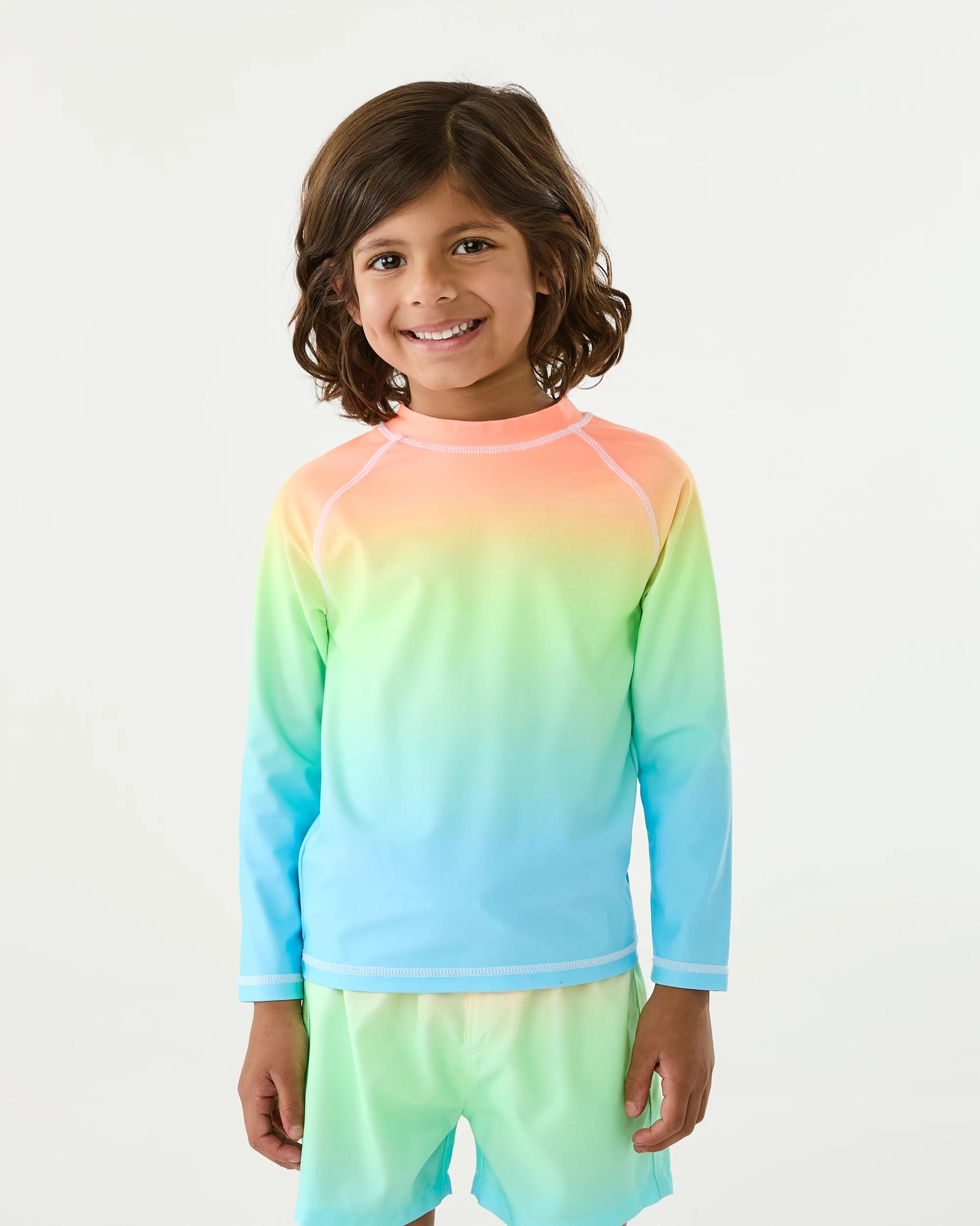 1 Printed Long Sleeve Rash Vest Ombre, 1 of 6