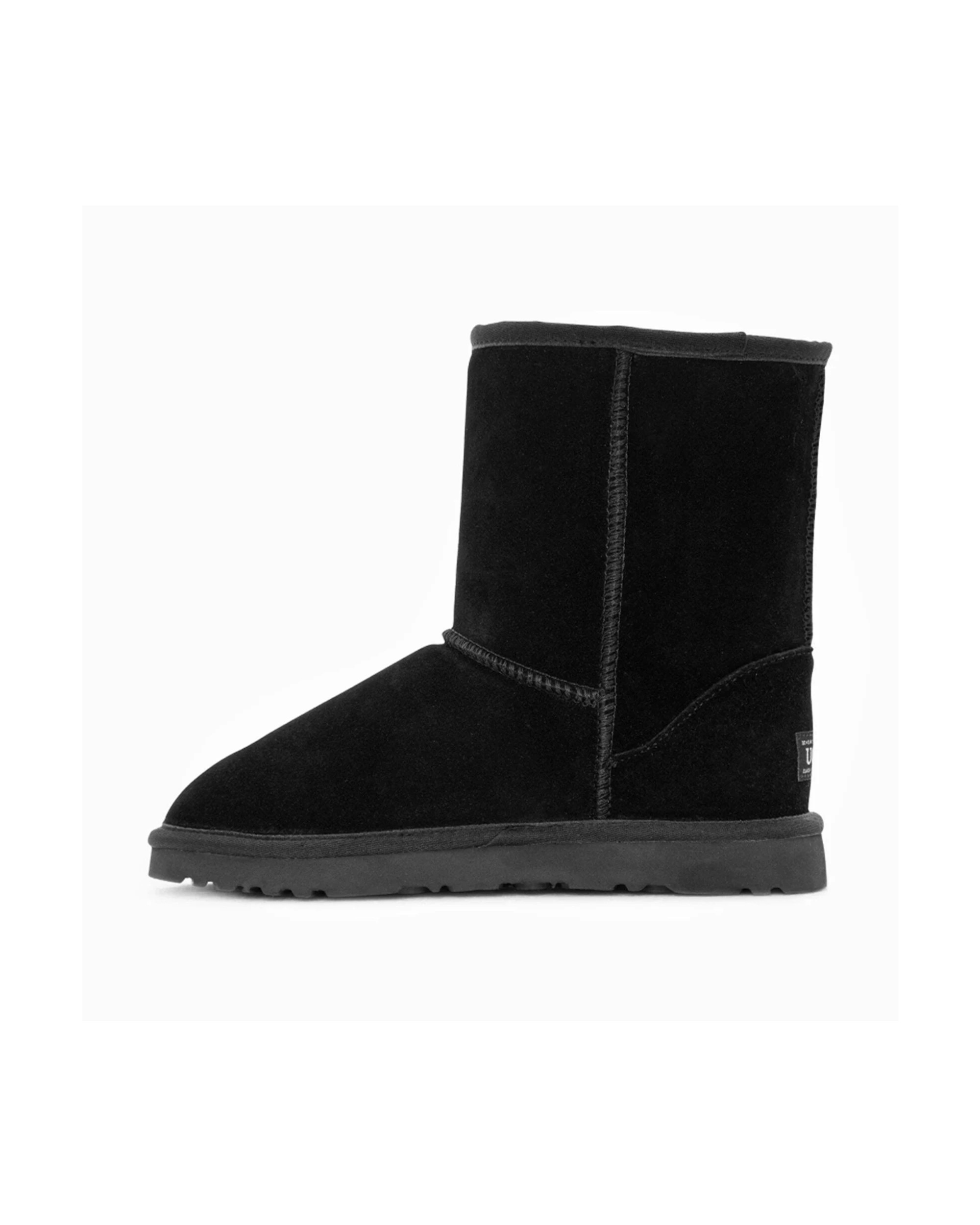 3 Ozwear Classic Unisex Short Cow Suede Sheepskin Ugg Boots - 37 - Black, 3 of 5