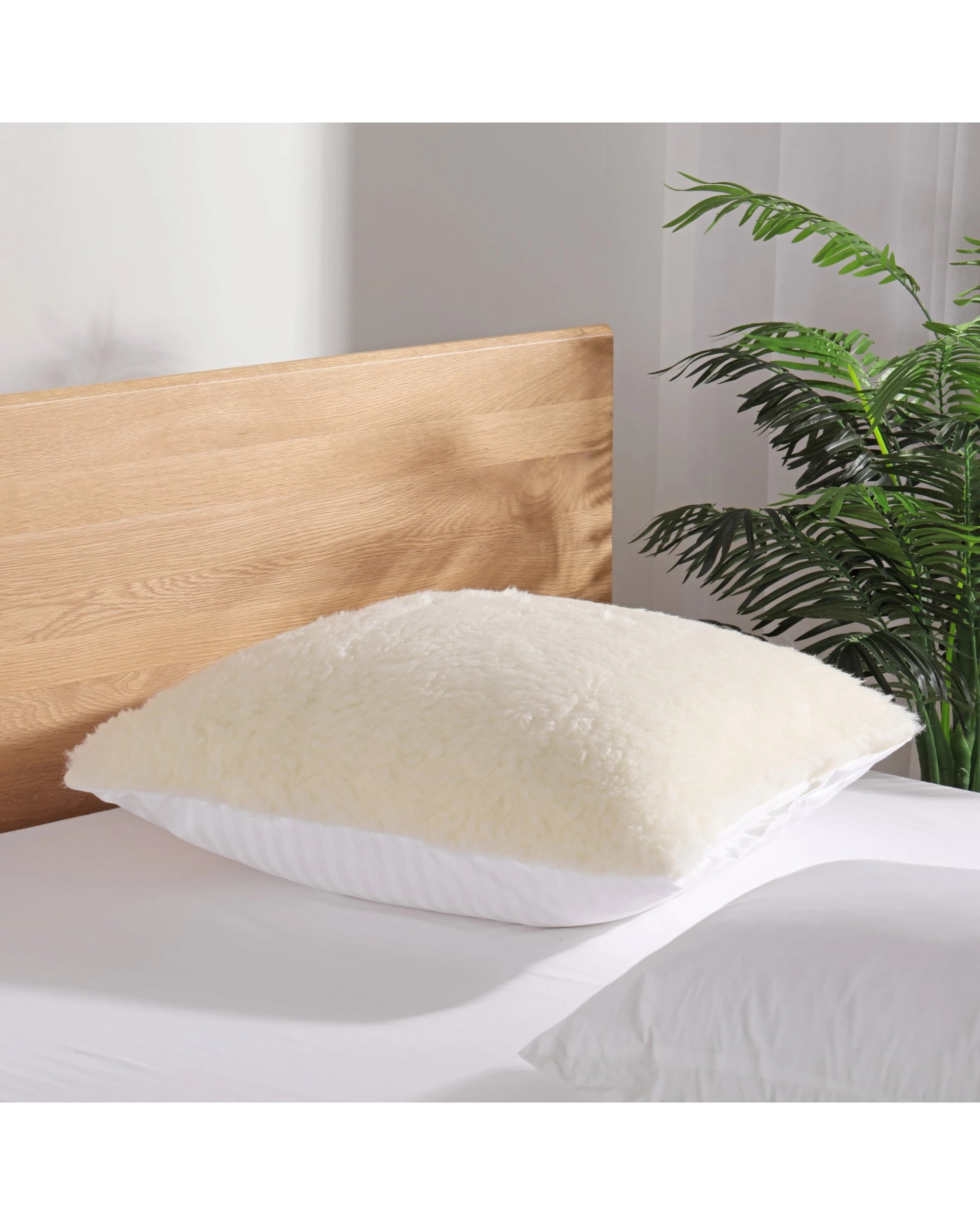 2 Dreamaker Reversible Wool Fleece Pillow Protector European 65x65cm - Natural, 2 of 5