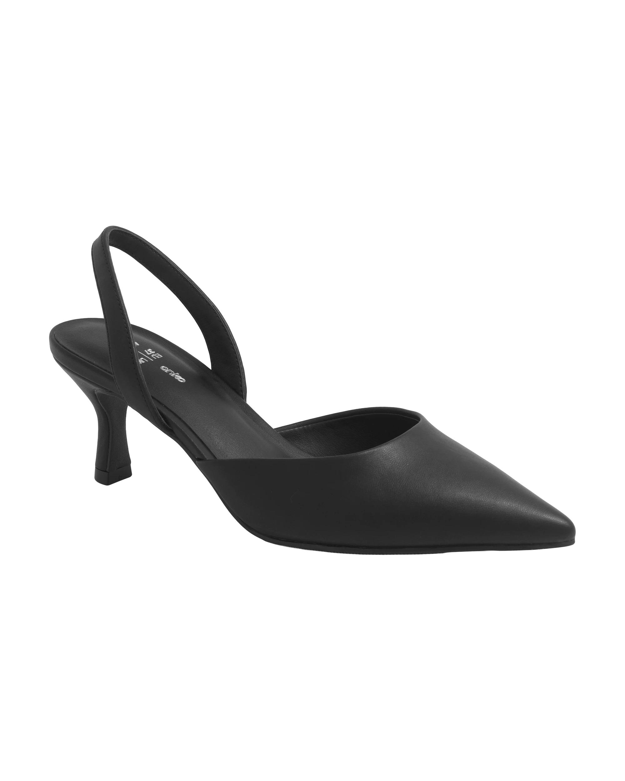 2 Two Part Slingback Heels Black, 2 of 5