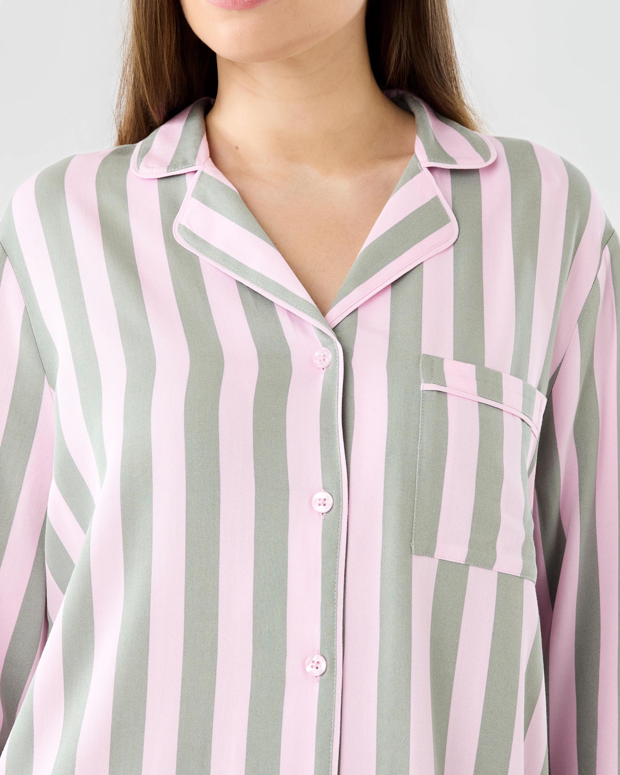 5 Long Sleeve Viscose Twill Pyjama Set Candy Strp, 5 of 7