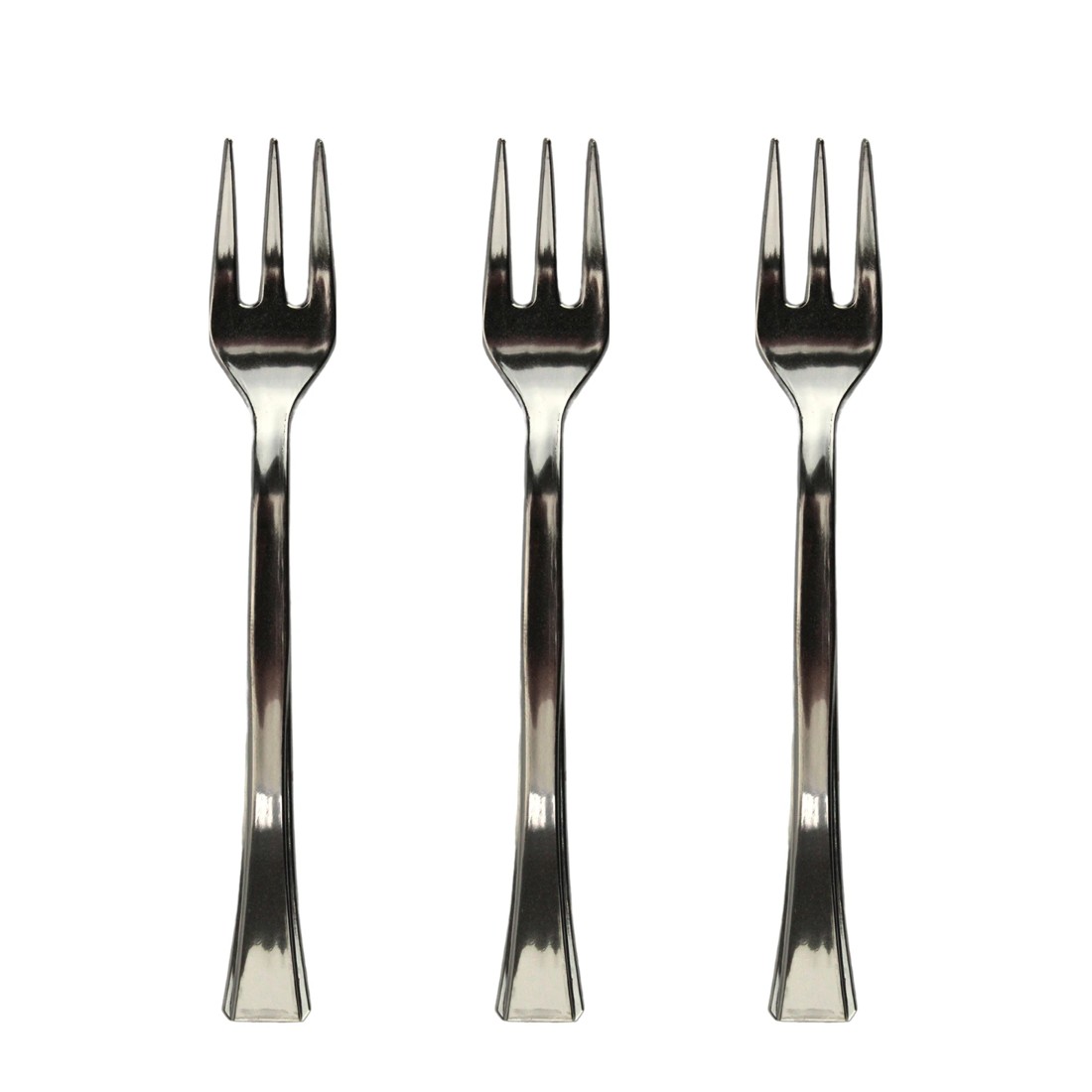 1 Partyware Stainless Steel Look Reusable Plastic Mini Cocktail Forks (Pack of 40), 1 of 2