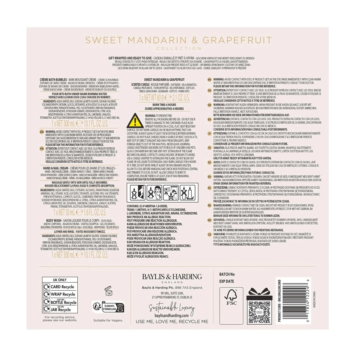 4 Baylis & Harding 4 Piece Signature Collection - Sweet Mandarin and Grapefruit - Multi, 4 of 4