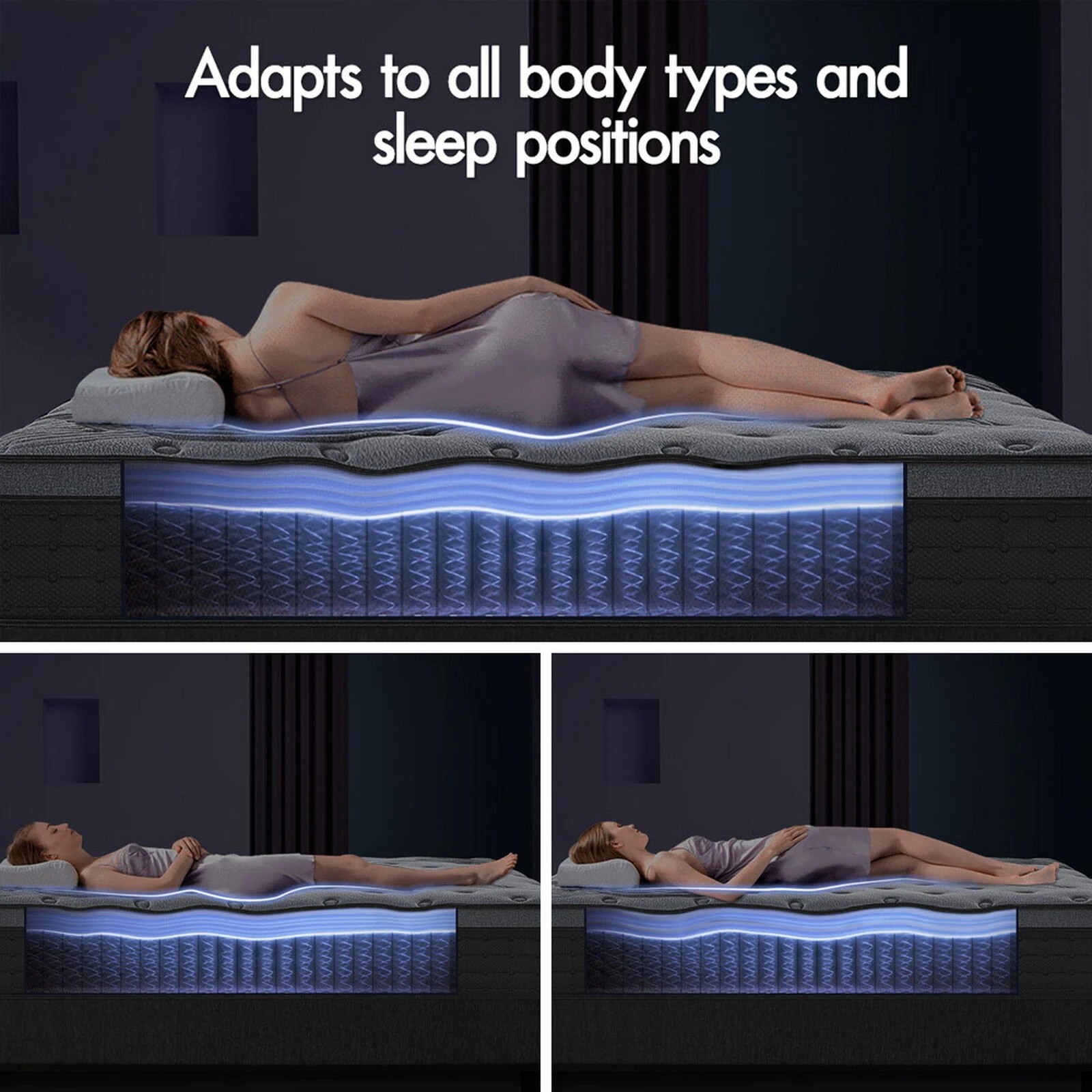 6 Starry Eucalypt Mattress Pocket Spring Latex Euro Top 34cm 5 zone - King Bed, 6 of 10