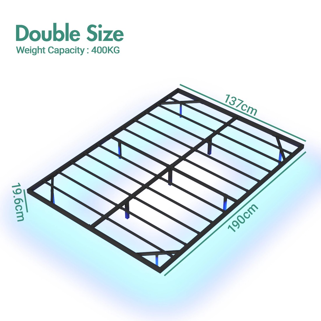 10 Advwin Double Floating Bed Frame With LED Lights Metal Platform Black, 10 of 10