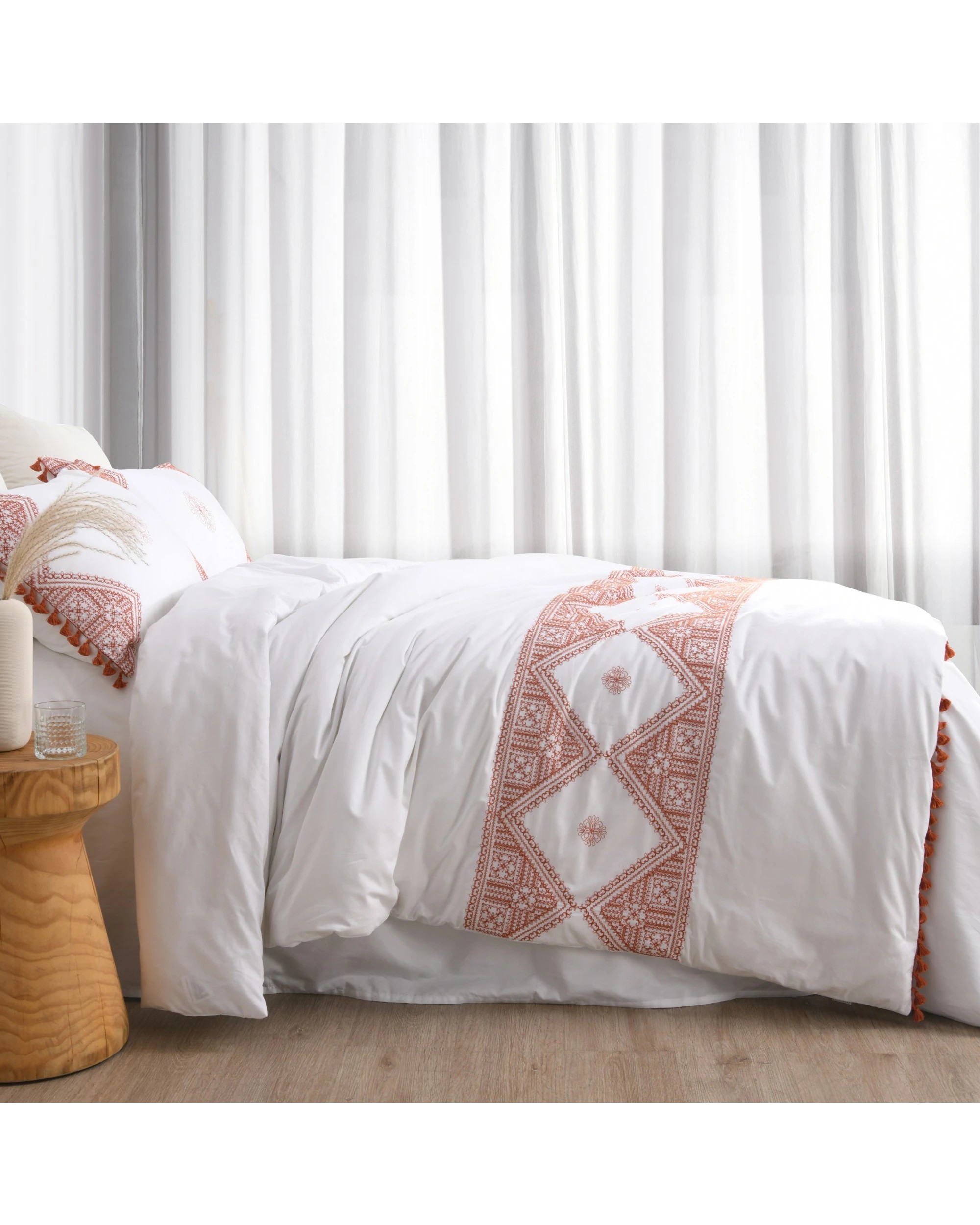 7 Dreamaker Liberty 100% Cotton Quilt Cover Set - Queen Bed - Rust, 7 of 8