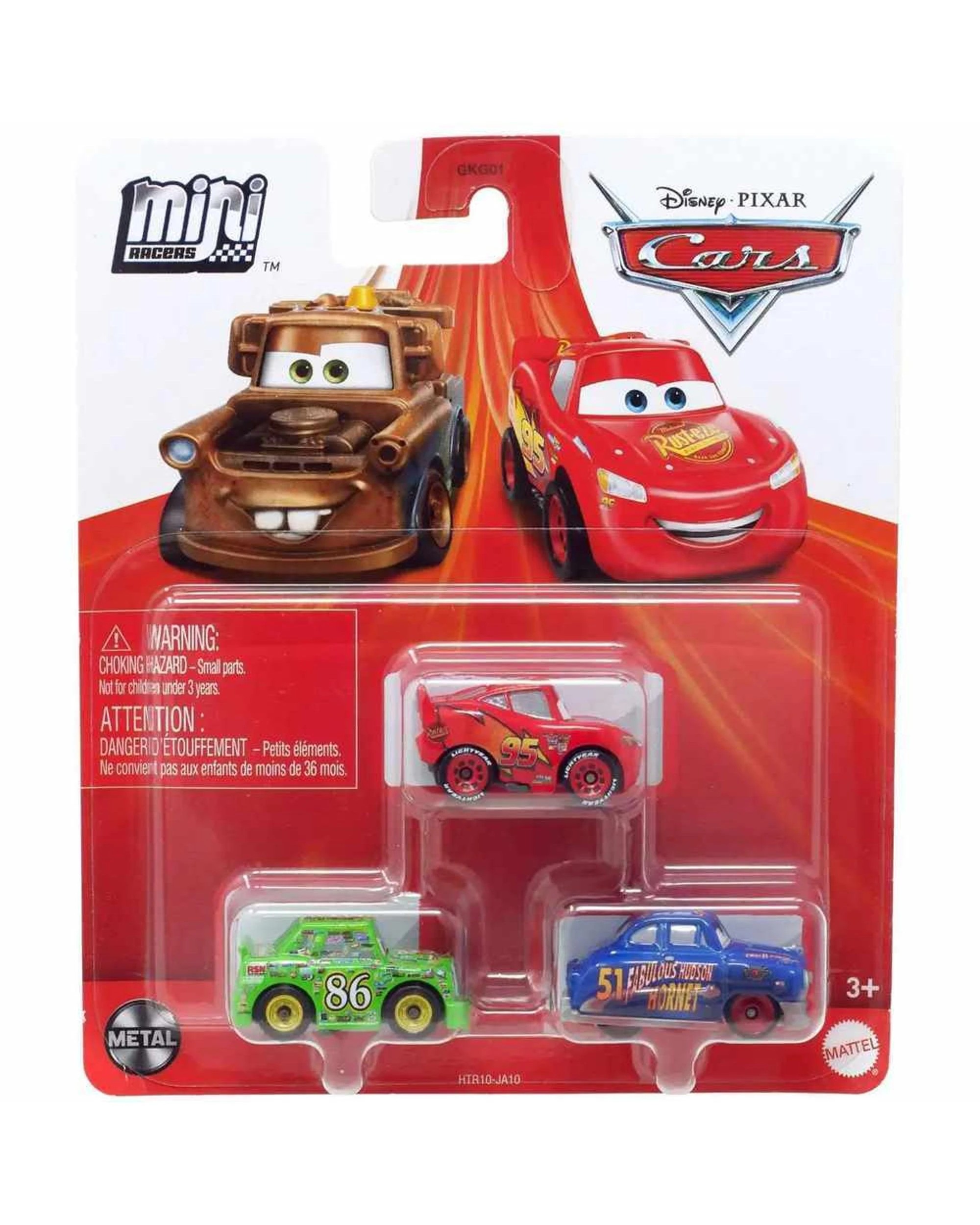 1 Disney Pixar Cars Mini Racers Diecast Car 3 Pack - Fabulous Hudson Hornet, Chick Hicks, Lightning McQueen, 1 of 1