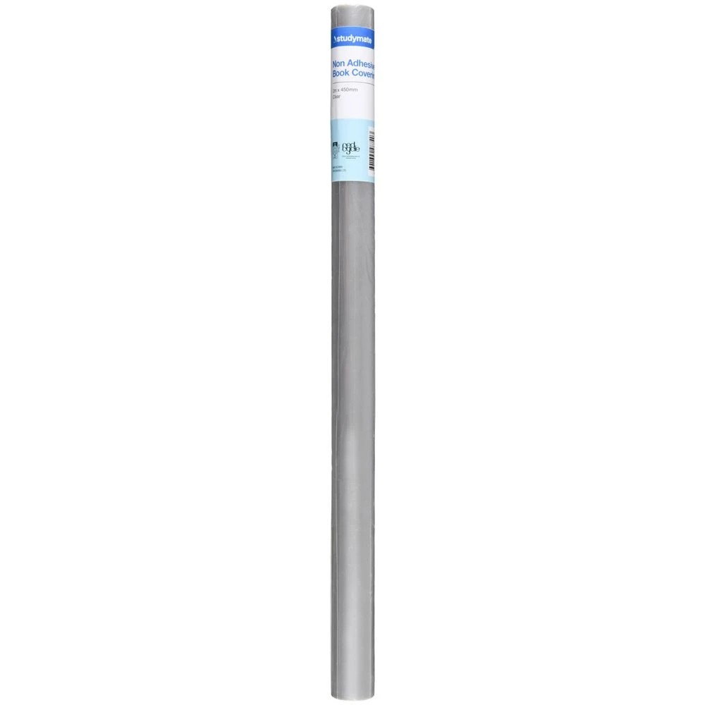 2 Studymate Non-Adhesive Book Cover Roll 450mm x 2m Clear, 2 of 4