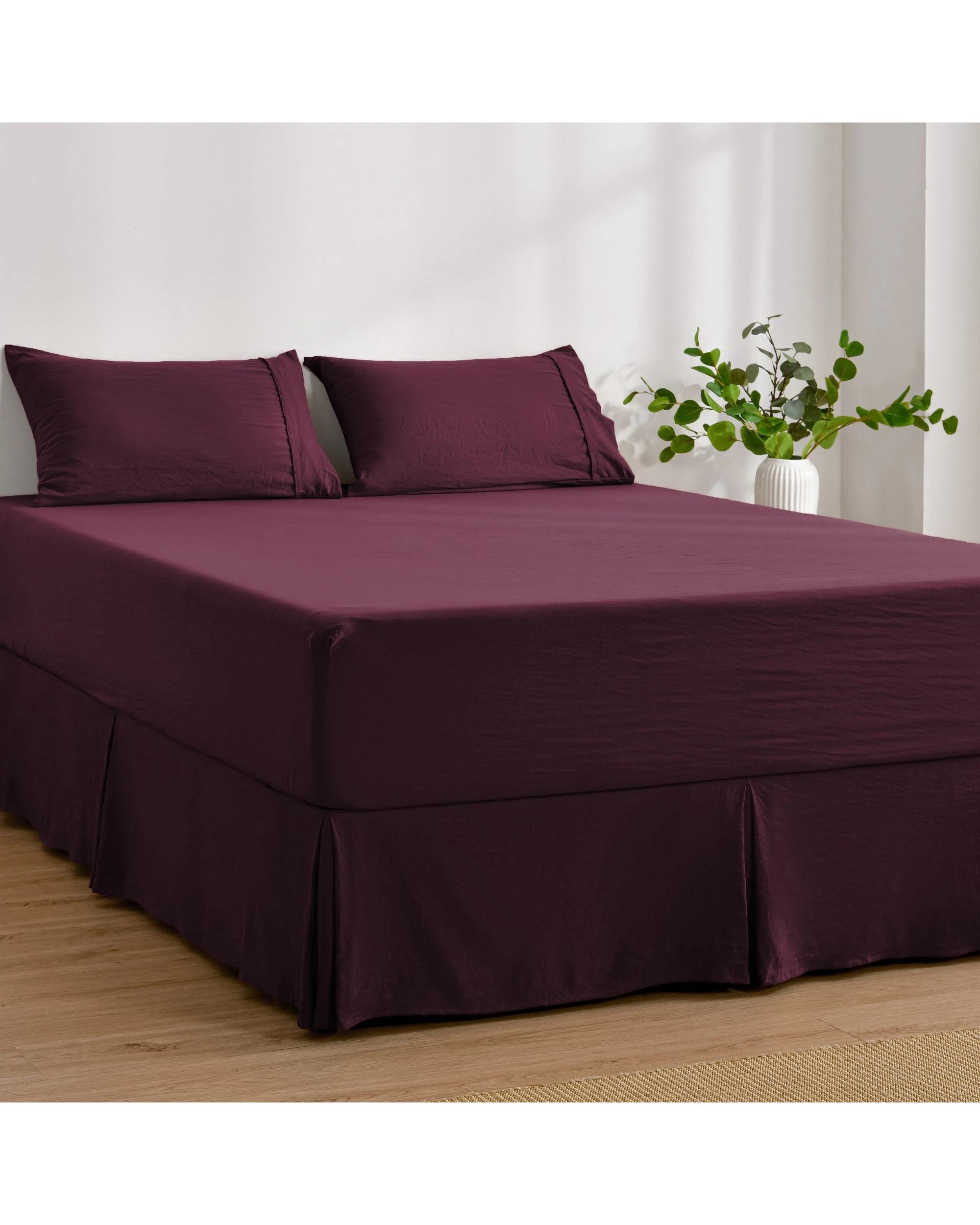 2 Dreamaker Superfine Washed Microfibre Pleated Valance - Super King Bed - Cherry, 2 of 7