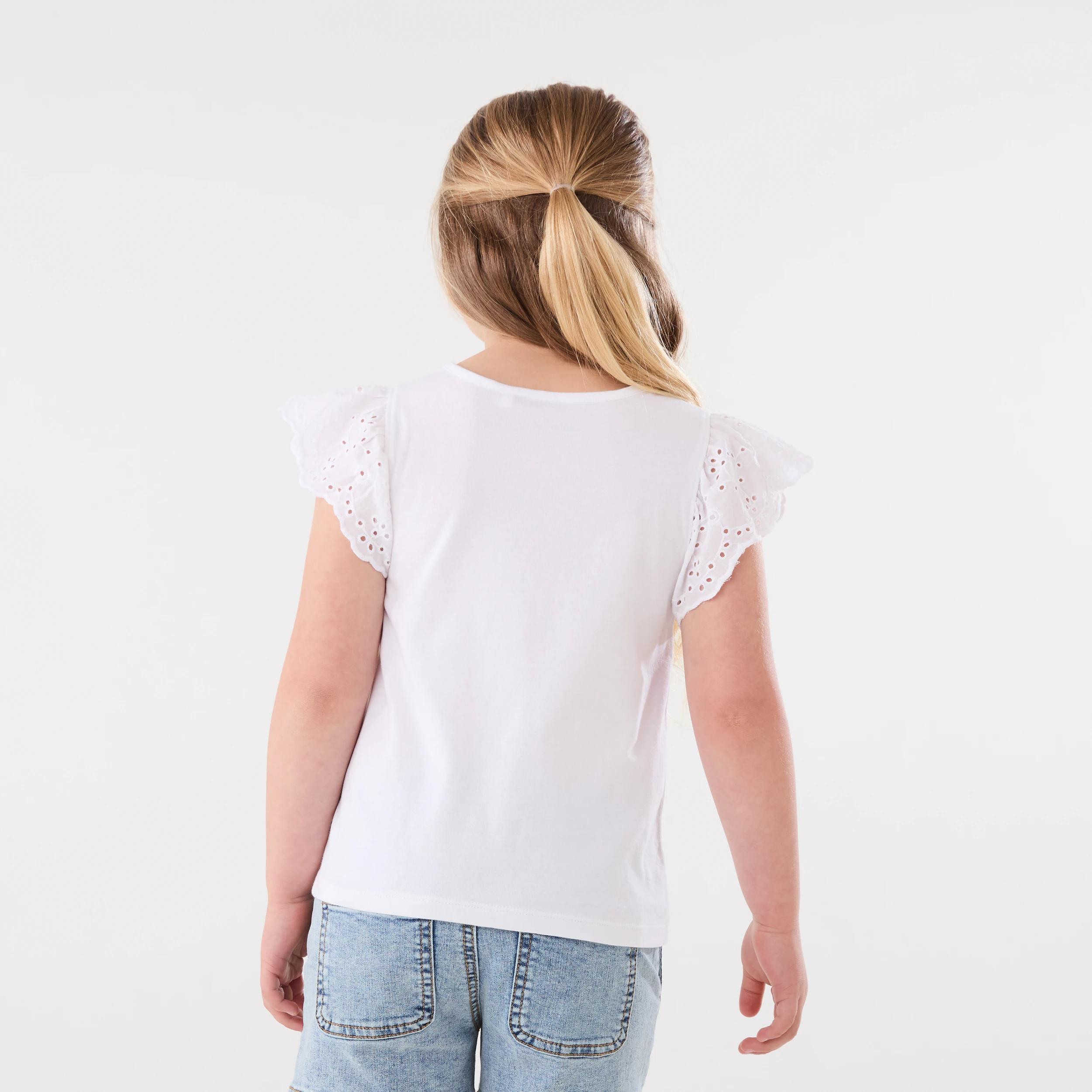 2 Broderie Frill Sleeve T-shirt White, 2 of 6