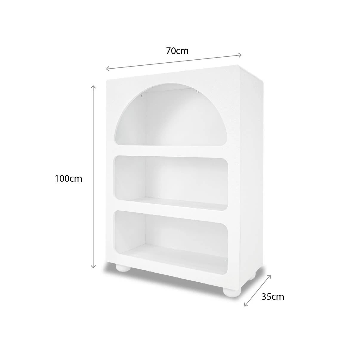 10 Textured Arched Bookcase - White, 10 of 10