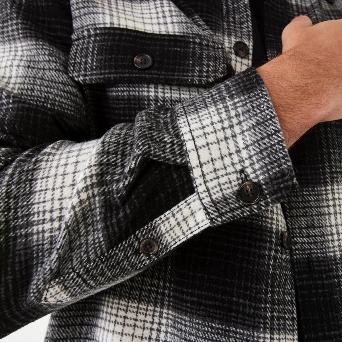 8 Long Sleeve Check Overshirt Blk Check, 8 of 8