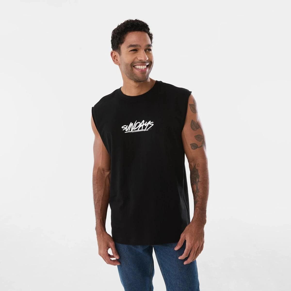1 Graphic Curved Hem Muscle SUNDAYS, 1 of 6