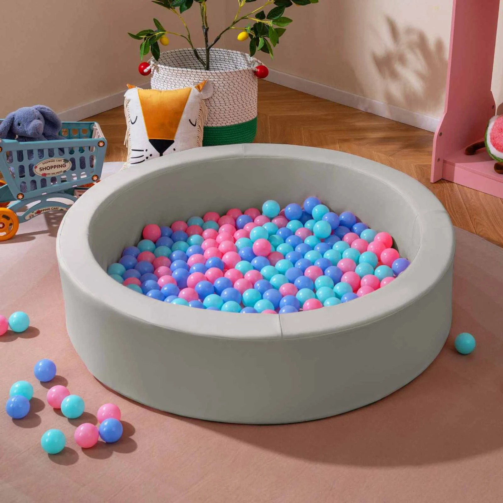 1 Costway 105x24cm Ball Pit Soft Foam Ocean Play Pool - Grey, 1 of 1