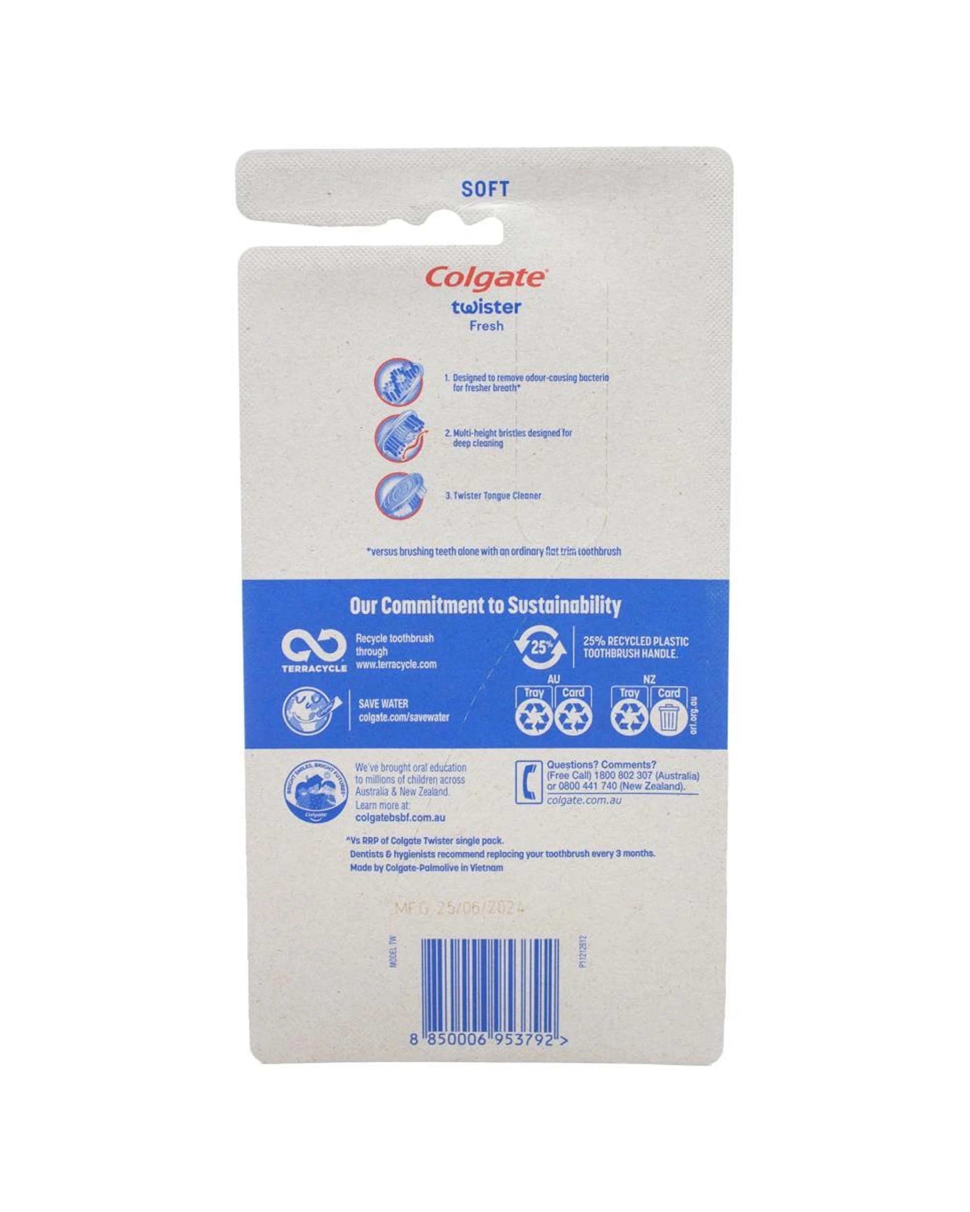 3 Colgate Toothbrush Twister Fresh Soft Bristles 6PK Enhanced Cleaning Dental Care - Multi, 3 of 3